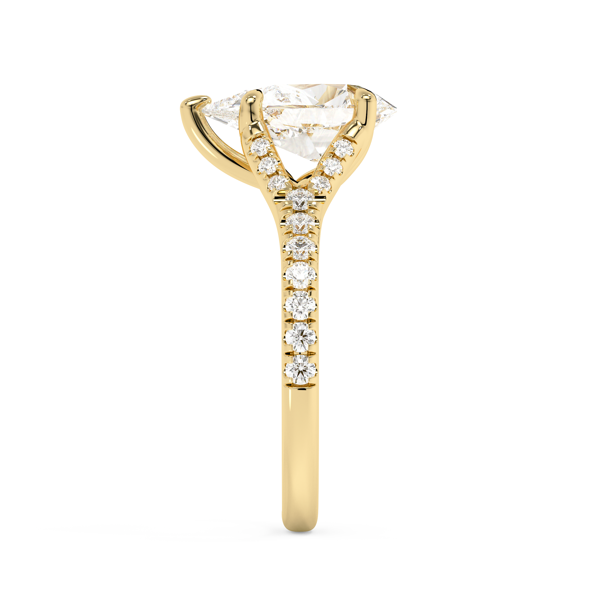 Pear Pave Split Shank Lab Grown Diamond Engagement Ring