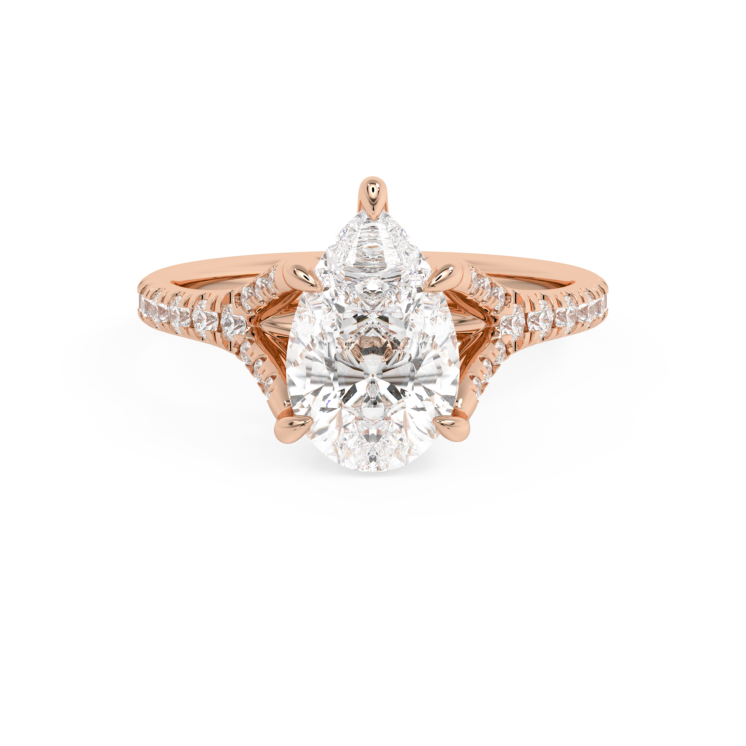 Pear Pave Split Shank Lab Grown Diamond Engagement Ring
