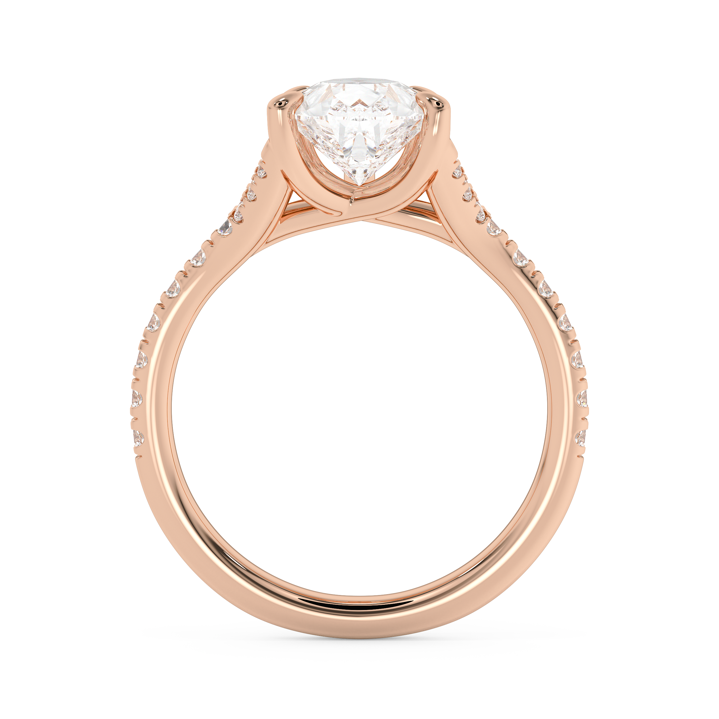 Pear Pave Split Shank Lab Grown Diamond Engagement Ring