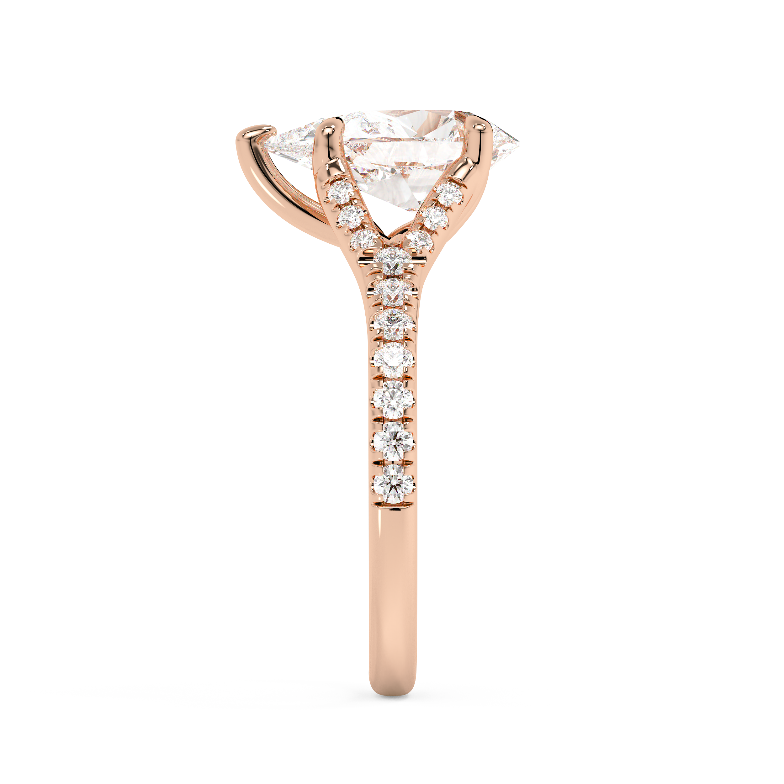Pear Pave Split Shank Lab Grown Diamond Engagement Ring
