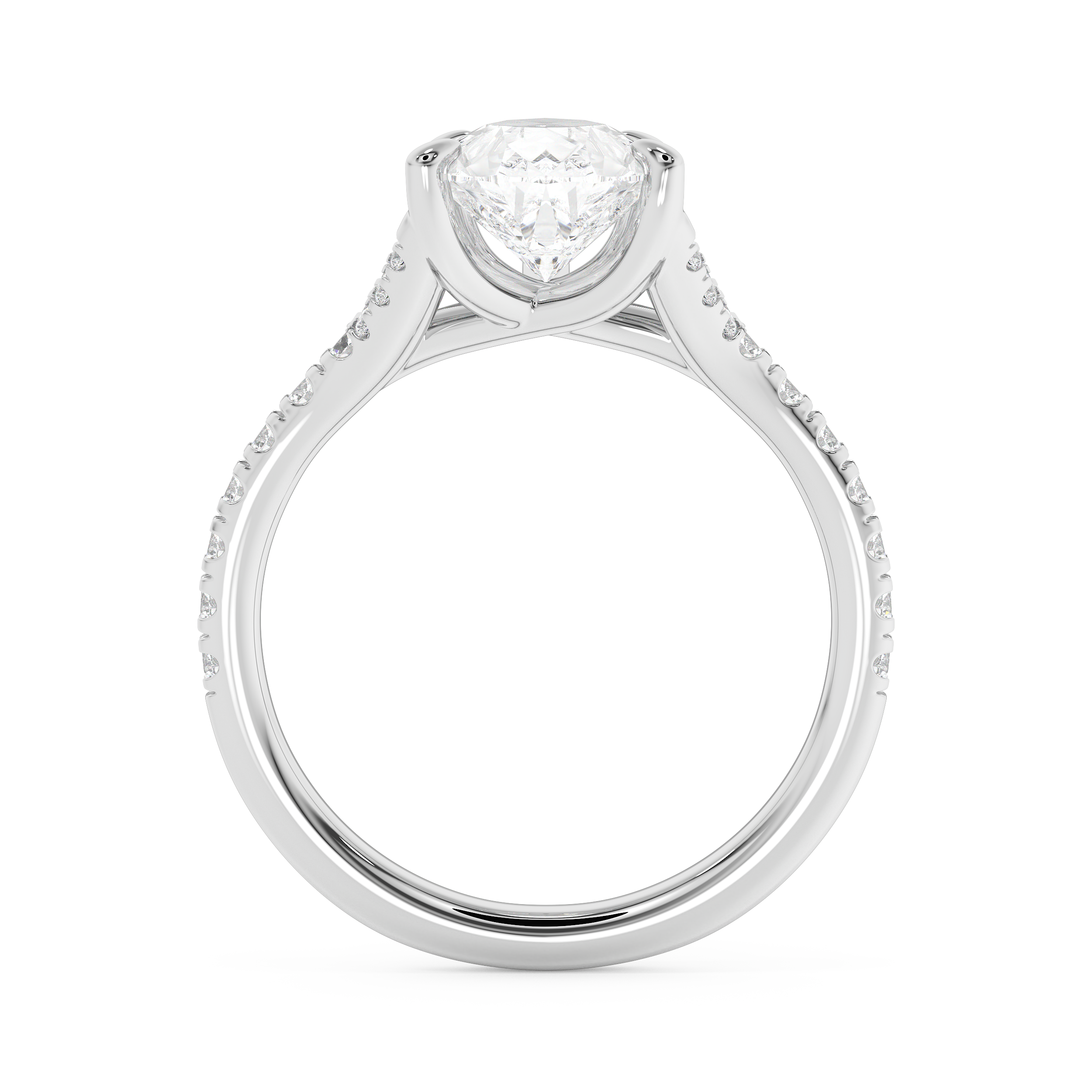 Pear Pave Split Shank Lab Grown Diamond Engagement Ring