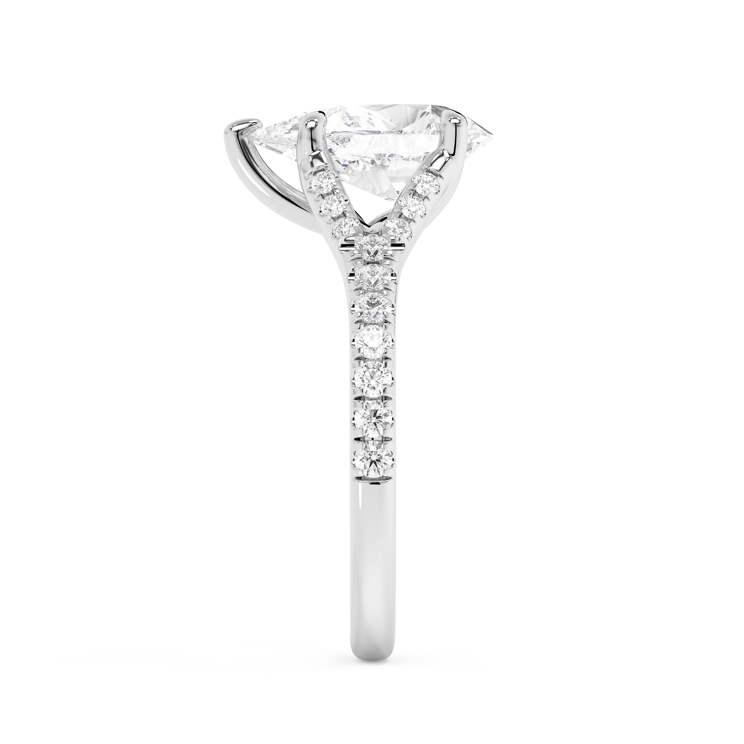 Pear Pave Split Shank Lab Grown Diamond Engagement Ring