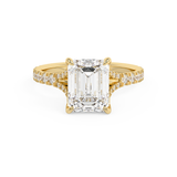 Emerald Pave Split Shank Lab Grown Diamond Engagement Ring