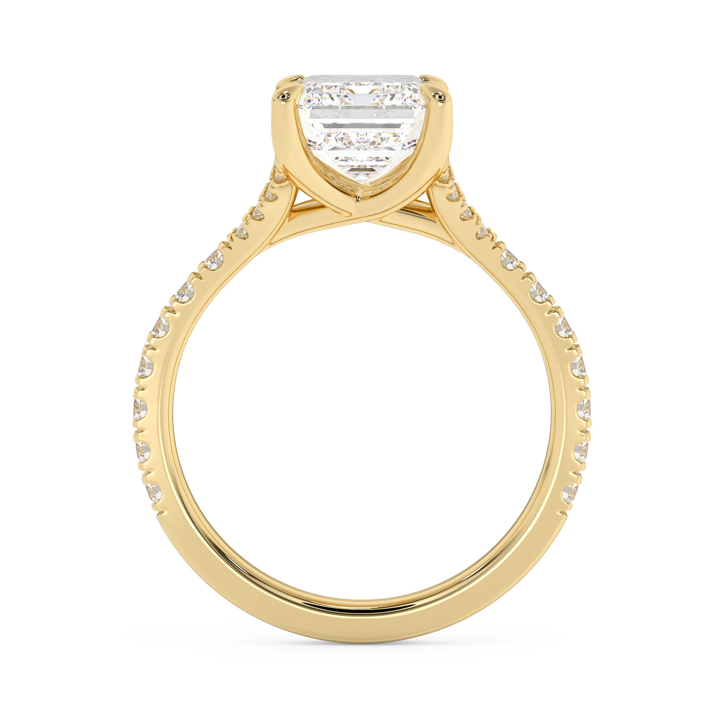 Emerald Pave Split Shank Lab Grown Diamond Engagement Ring