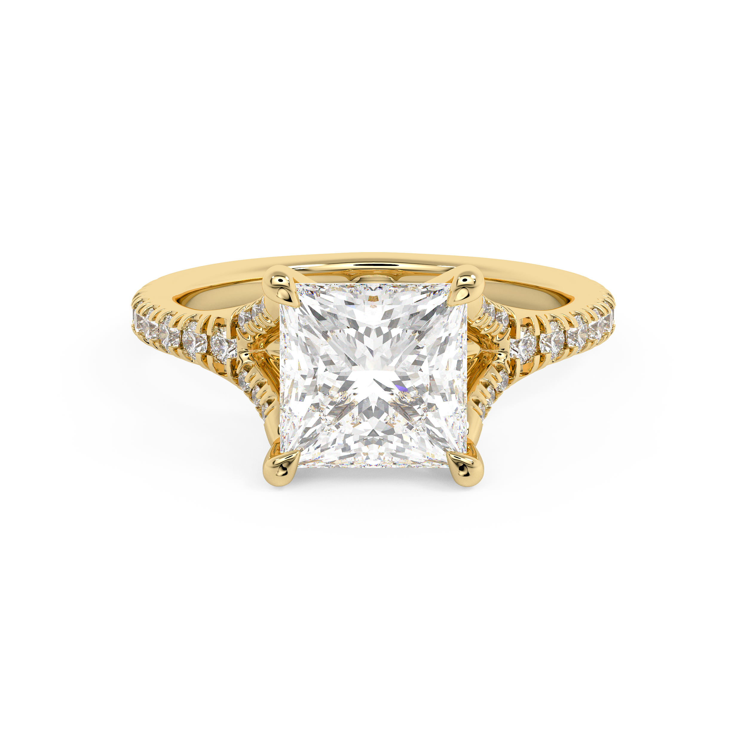 Princess Pave Split Shank Lab Grown Diamond Engagement Ring