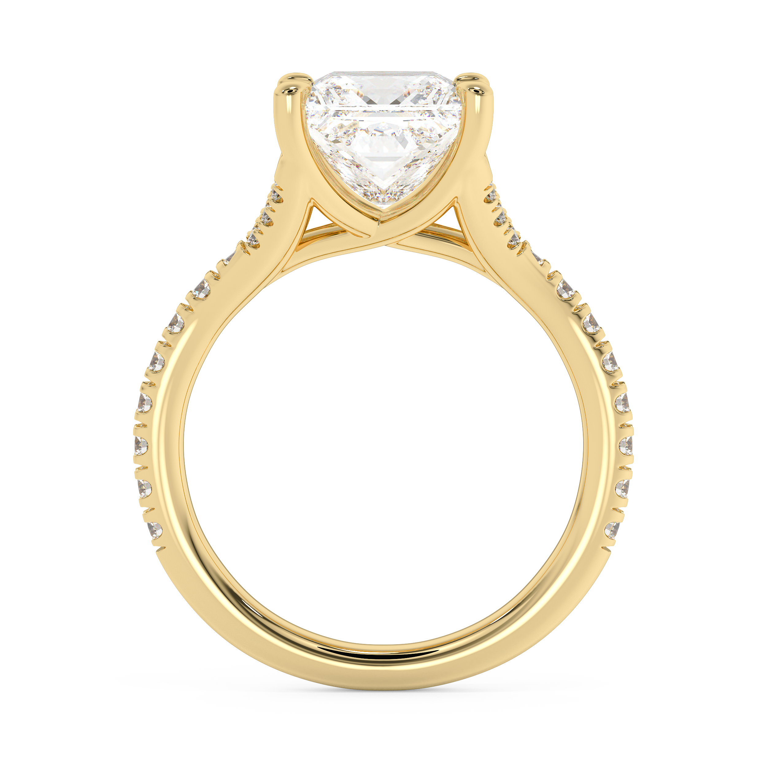 Princess Pave Split Shank Lab Grown Diamond Engagement Ring
