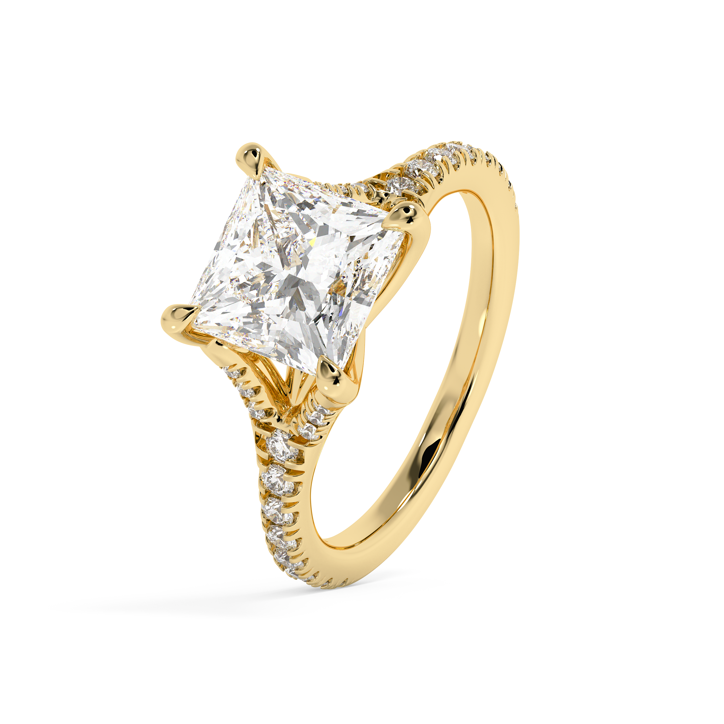 Princess Pave Split Shank Lab Grown Diamond Engagement Ring