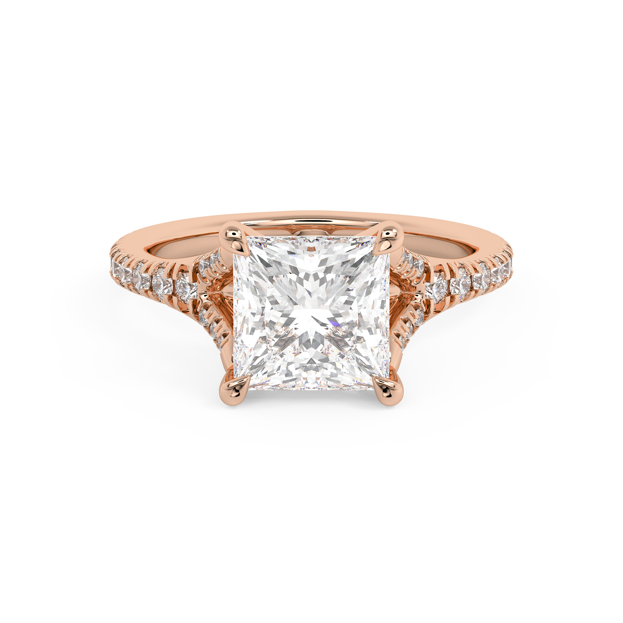 Princess Pave Split Shank Lab Grown Diamond Engagement Ring