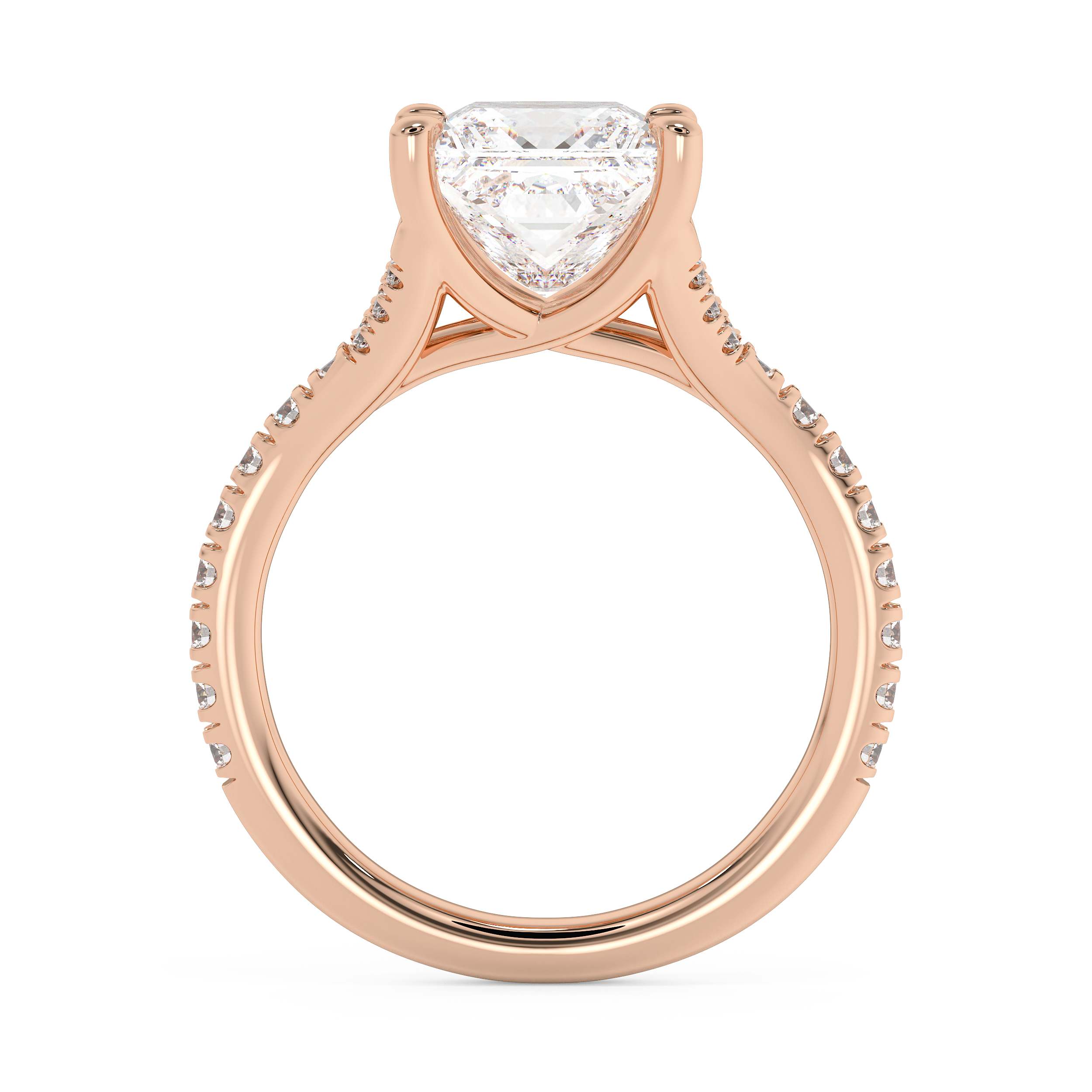 Princess Pave Split Shank Lab Grown Diamond Engagement Ring