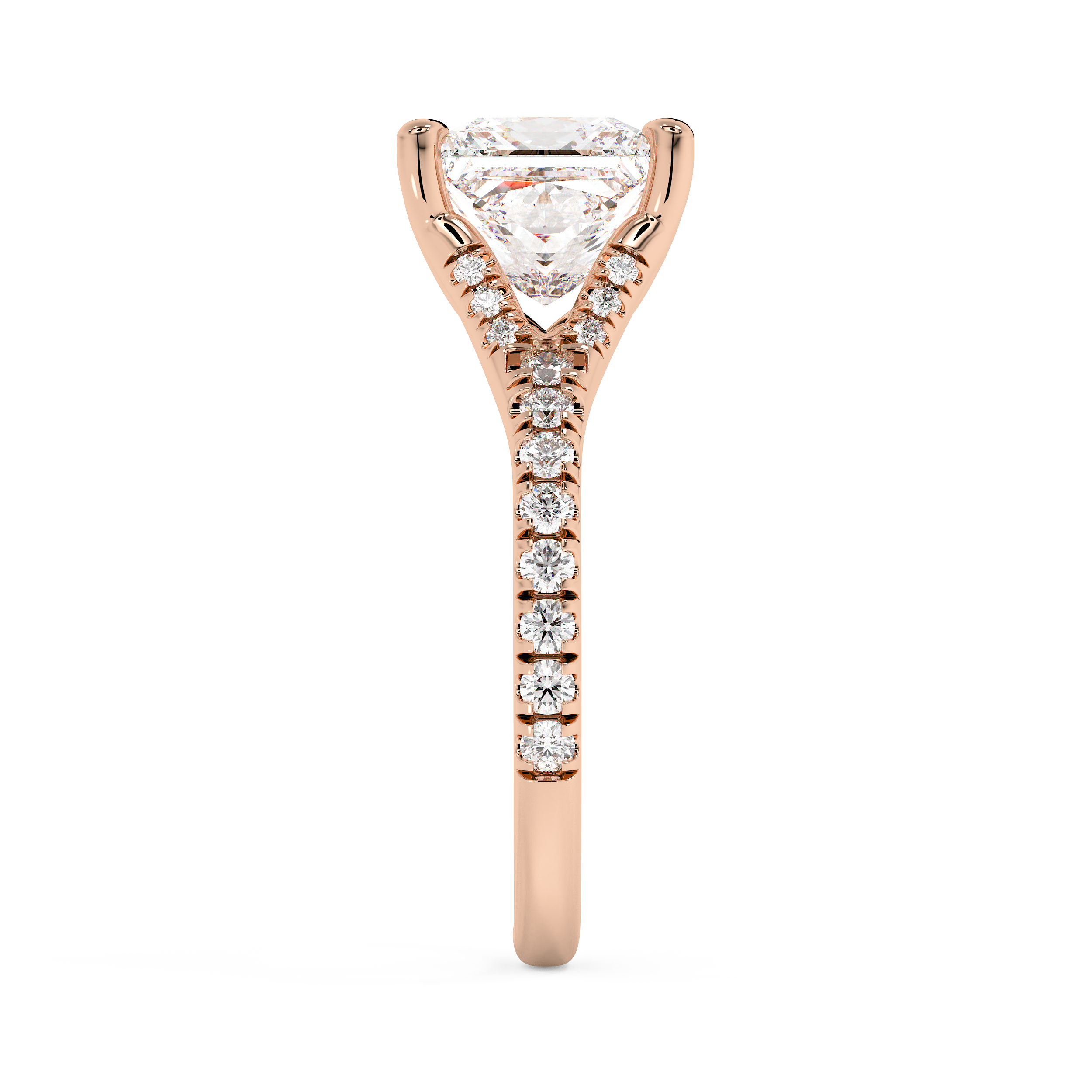 Princess Pave Split Shank Lab Grown Diamond Engagement Ring