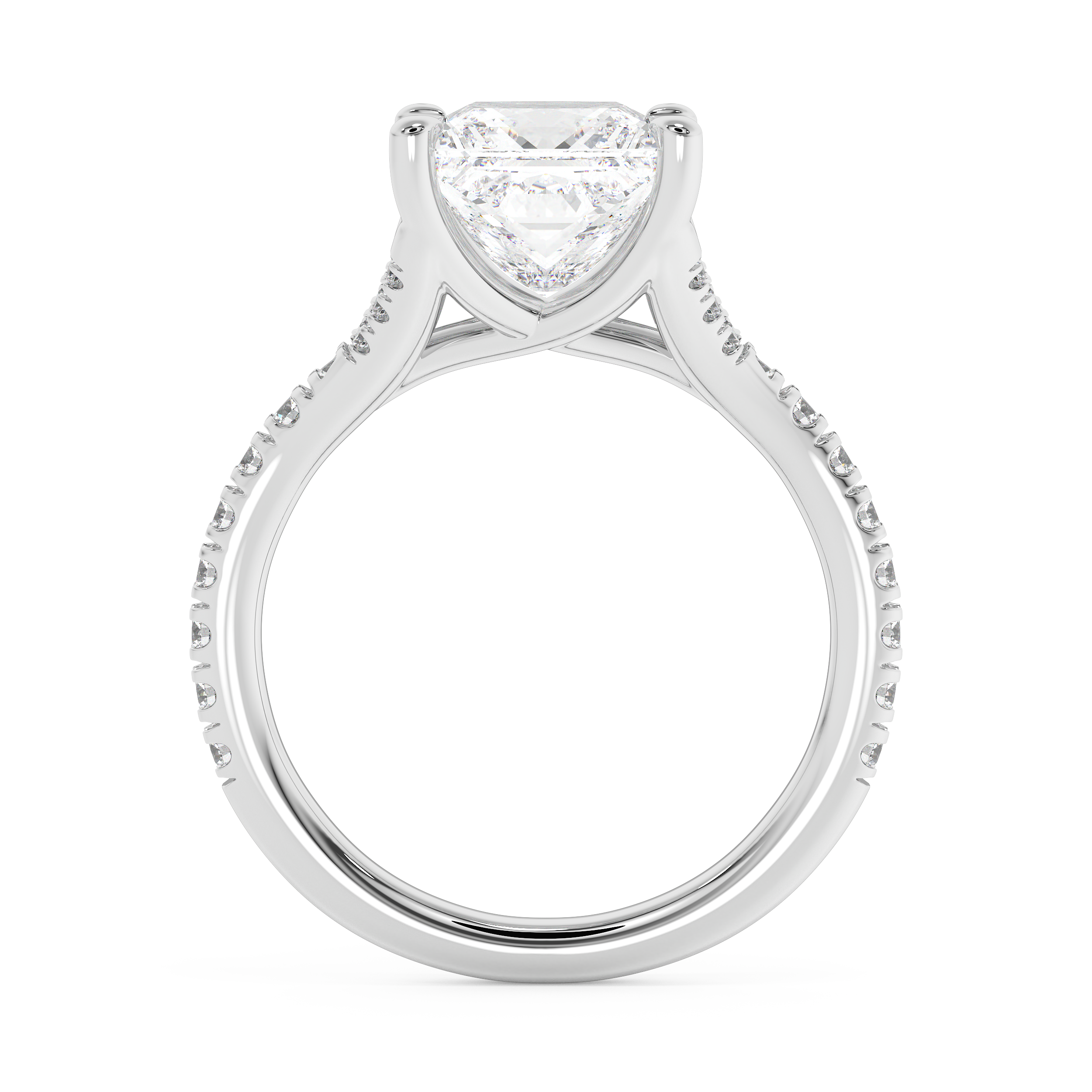 Princess Pave Split Shank Lab Grown Diamond Engagement Ring