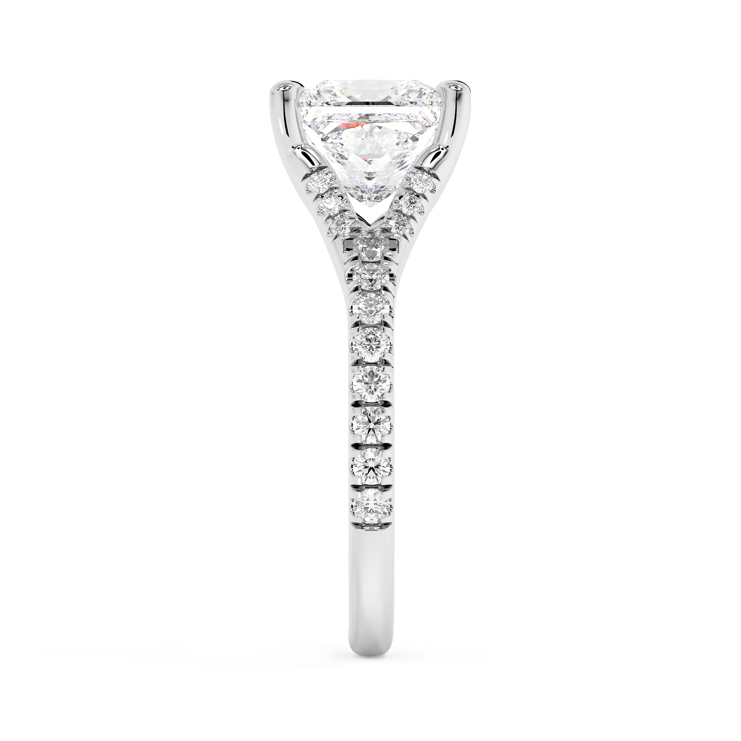 Princess Pave Split Shank Lab Grown Diamond Engagement Ring