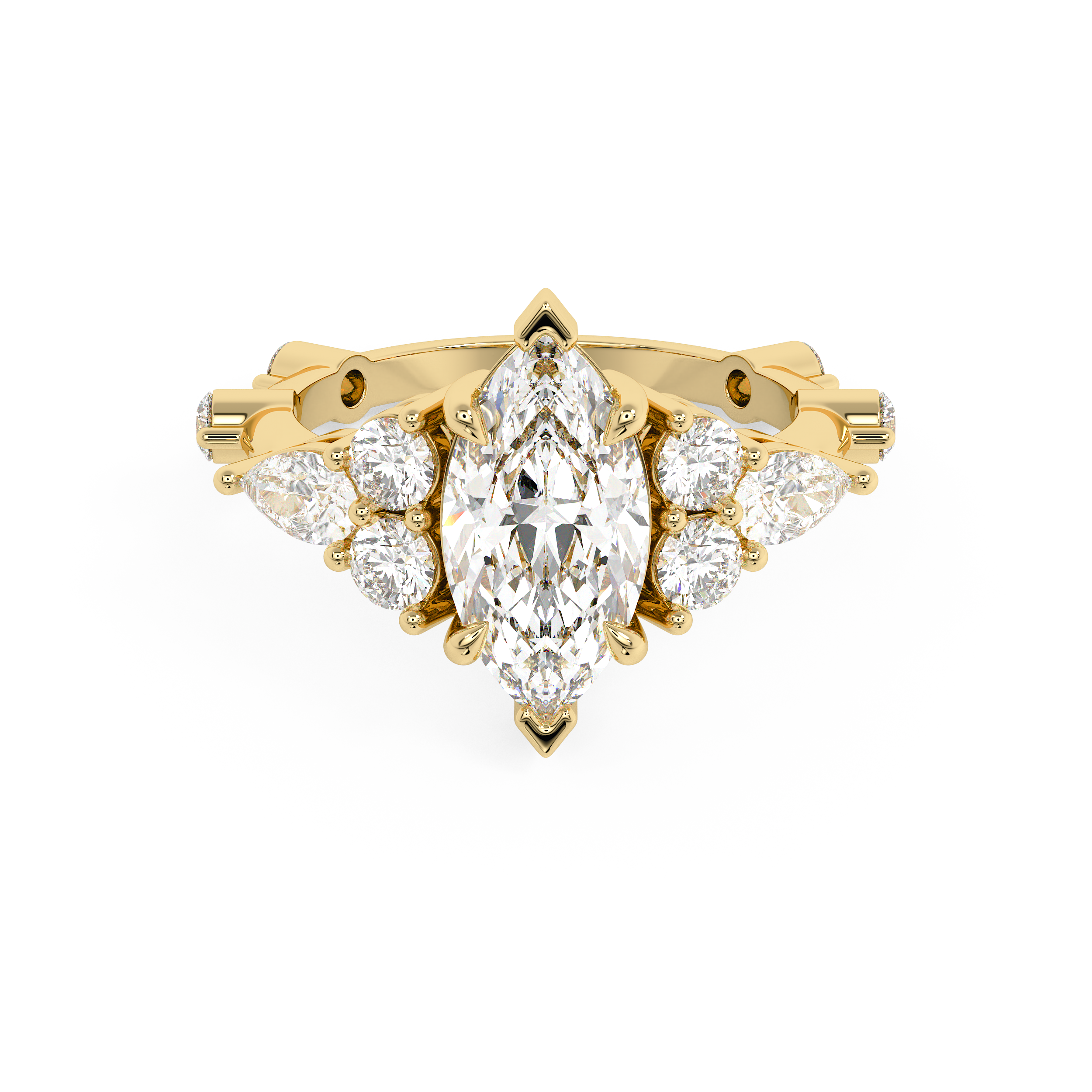 Marquise Cluster Lab Grown Diamond Engagement Ring