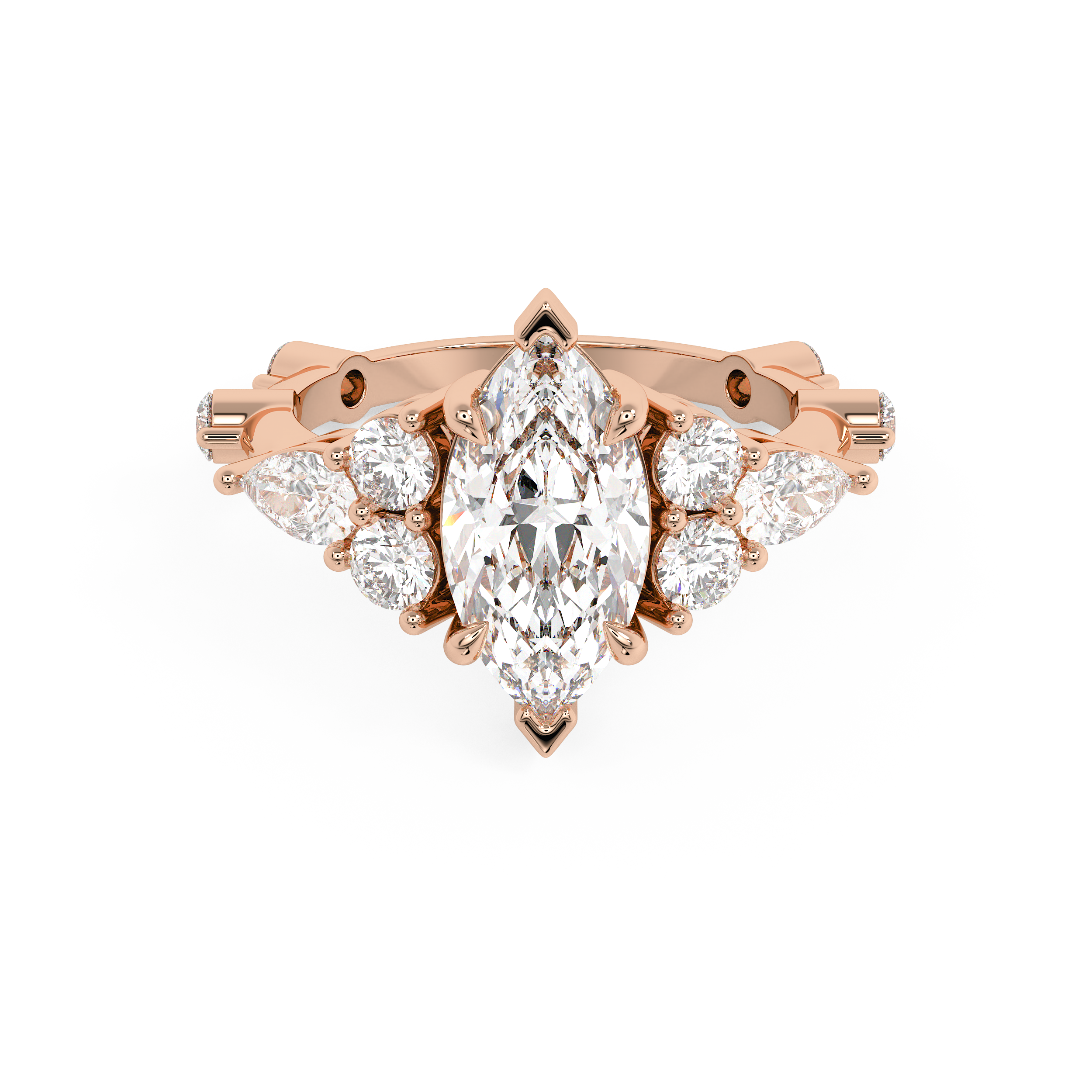 Marquise Cluster Lab Grown Diamond Engagement Ring