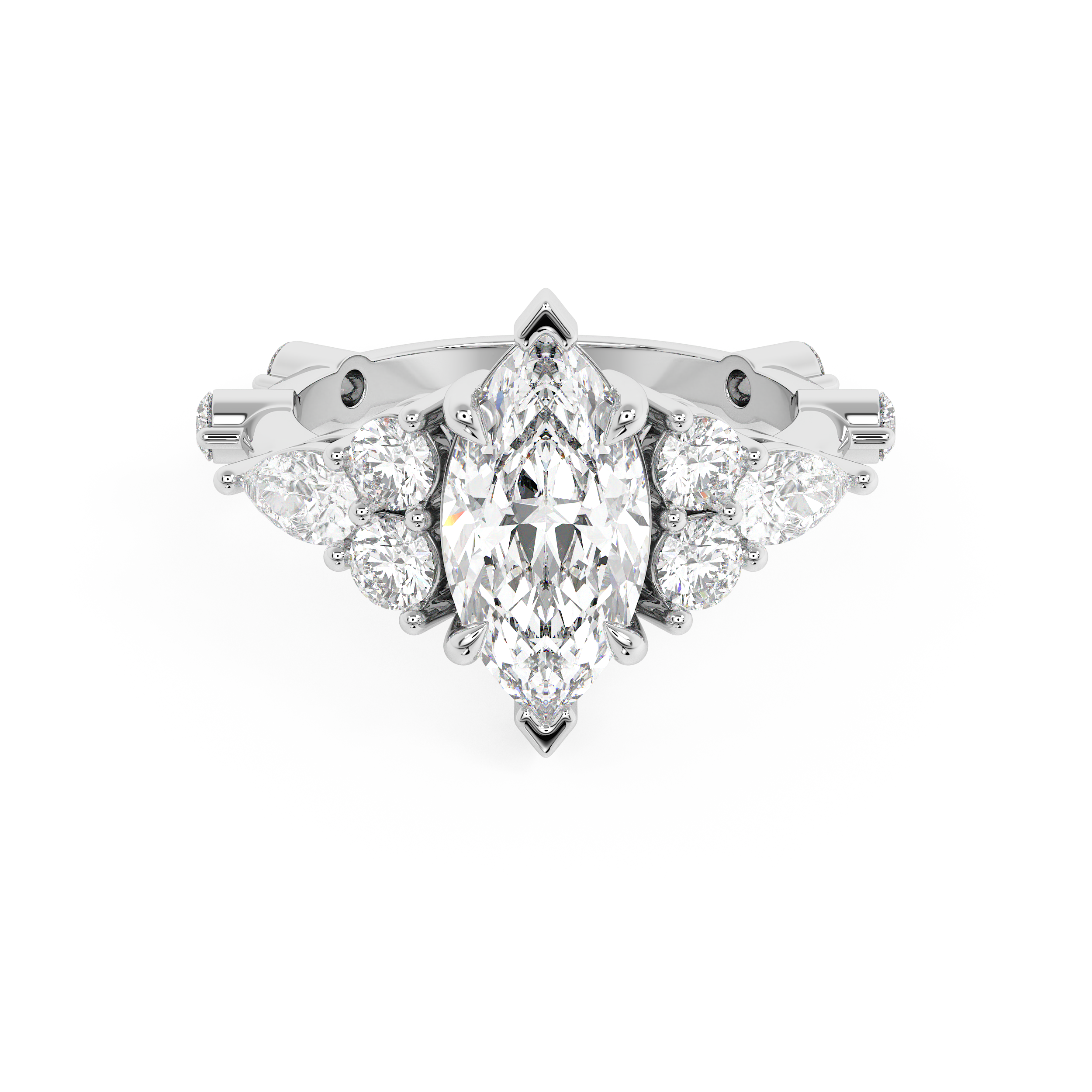 Marquise Cluster Lab Grown Diamond Engagement Ring