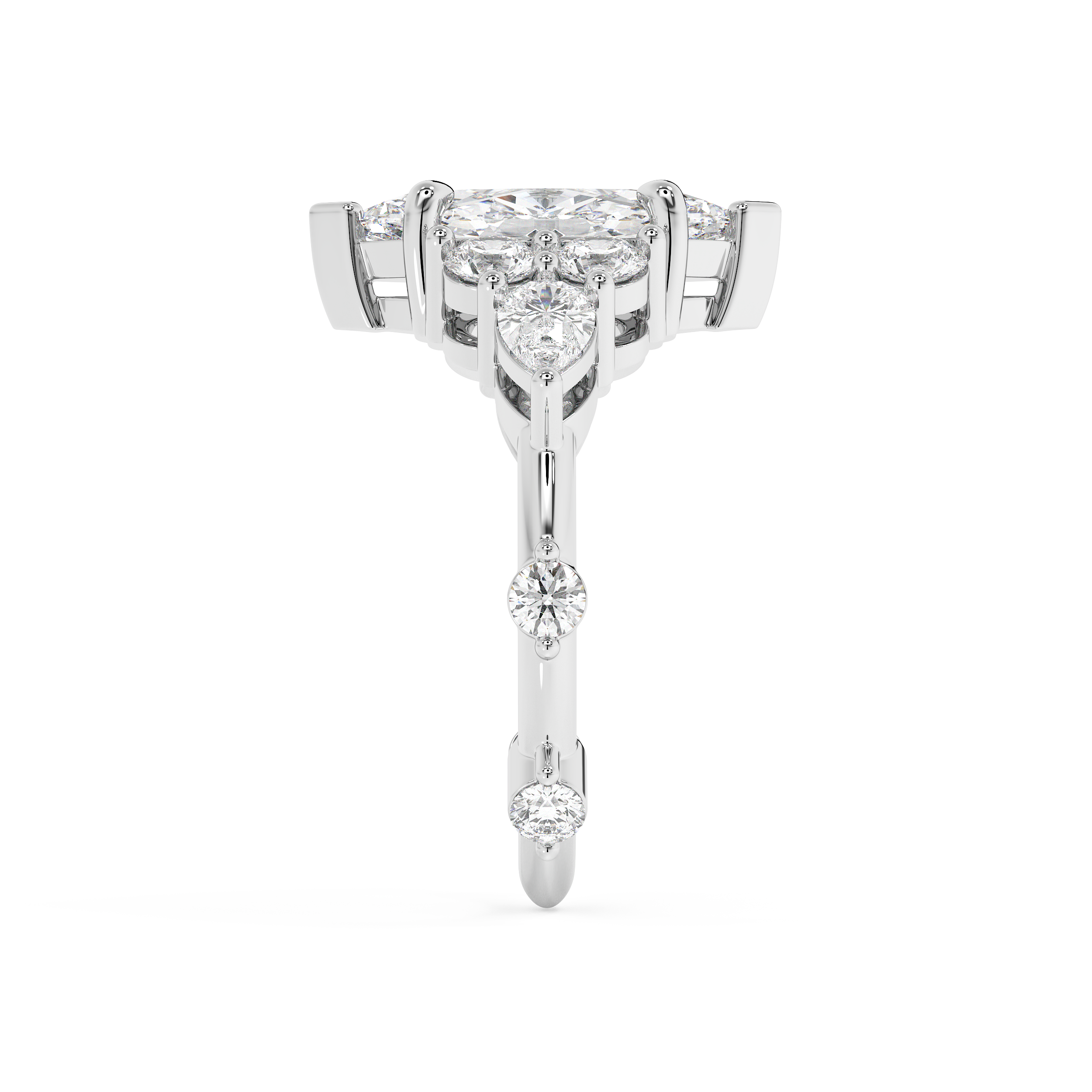 Marquise Cluster Lab Grown Diamond Engagement Ring