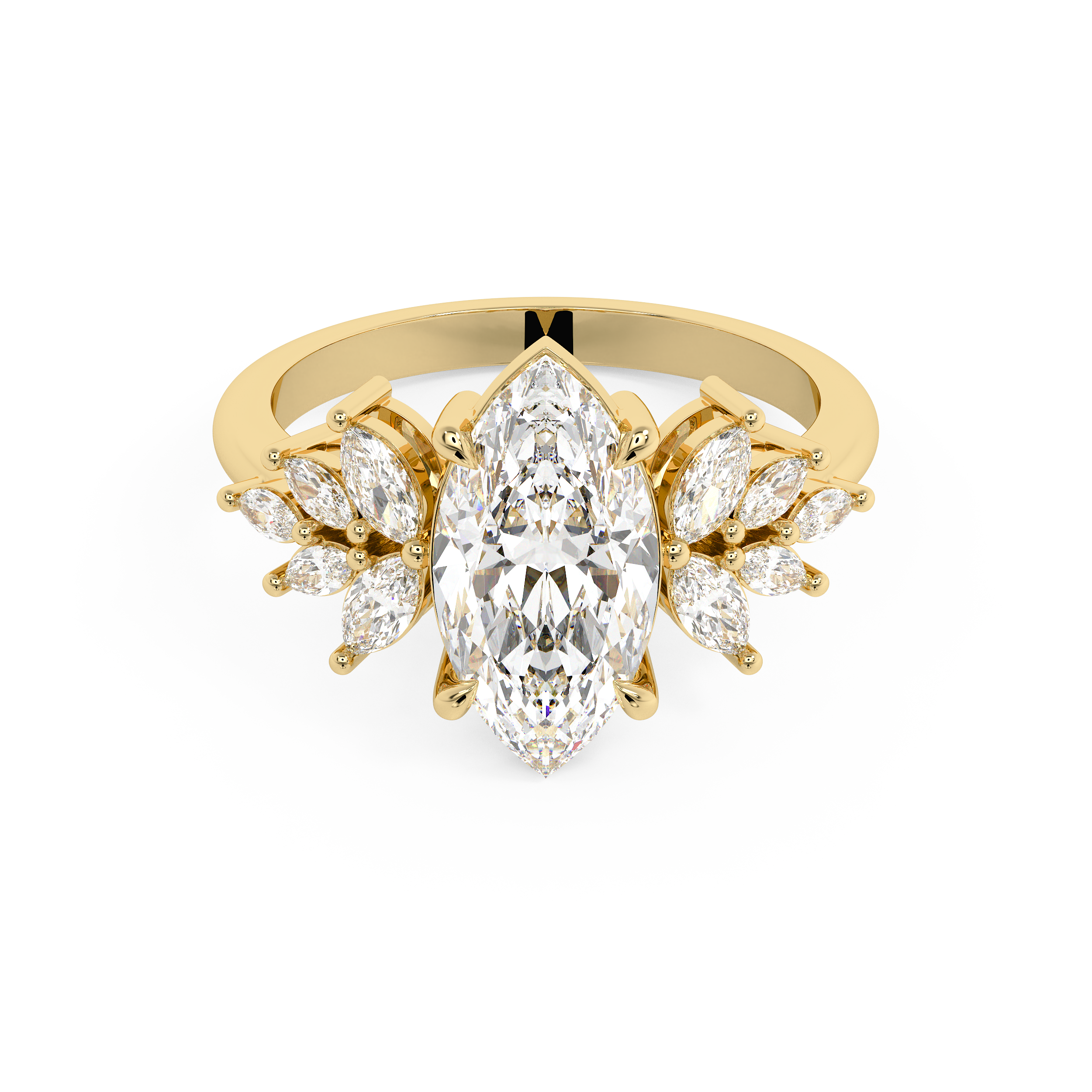 Marquise Cluster Lab Grown Diamond Engagement Ring