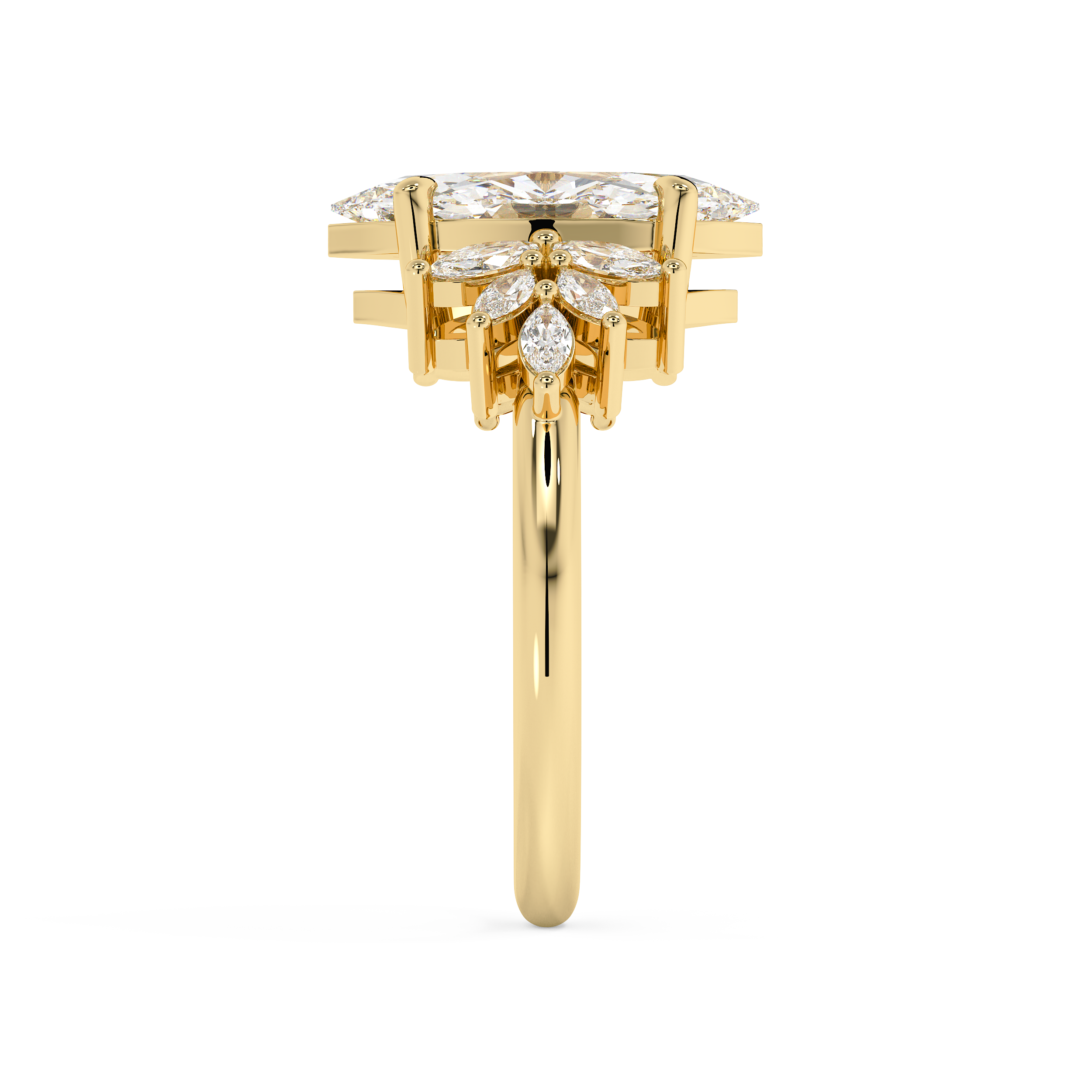 Marquise Cluster Lab Grown Diamond Engagement Ring