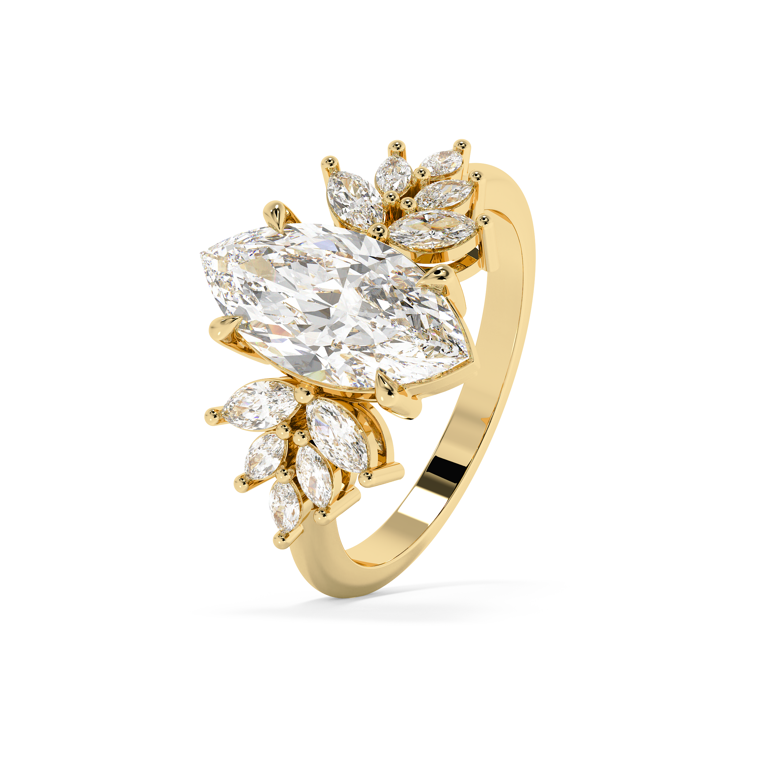 Marquise Cluster Lab Grown Diamond Engagement Ring