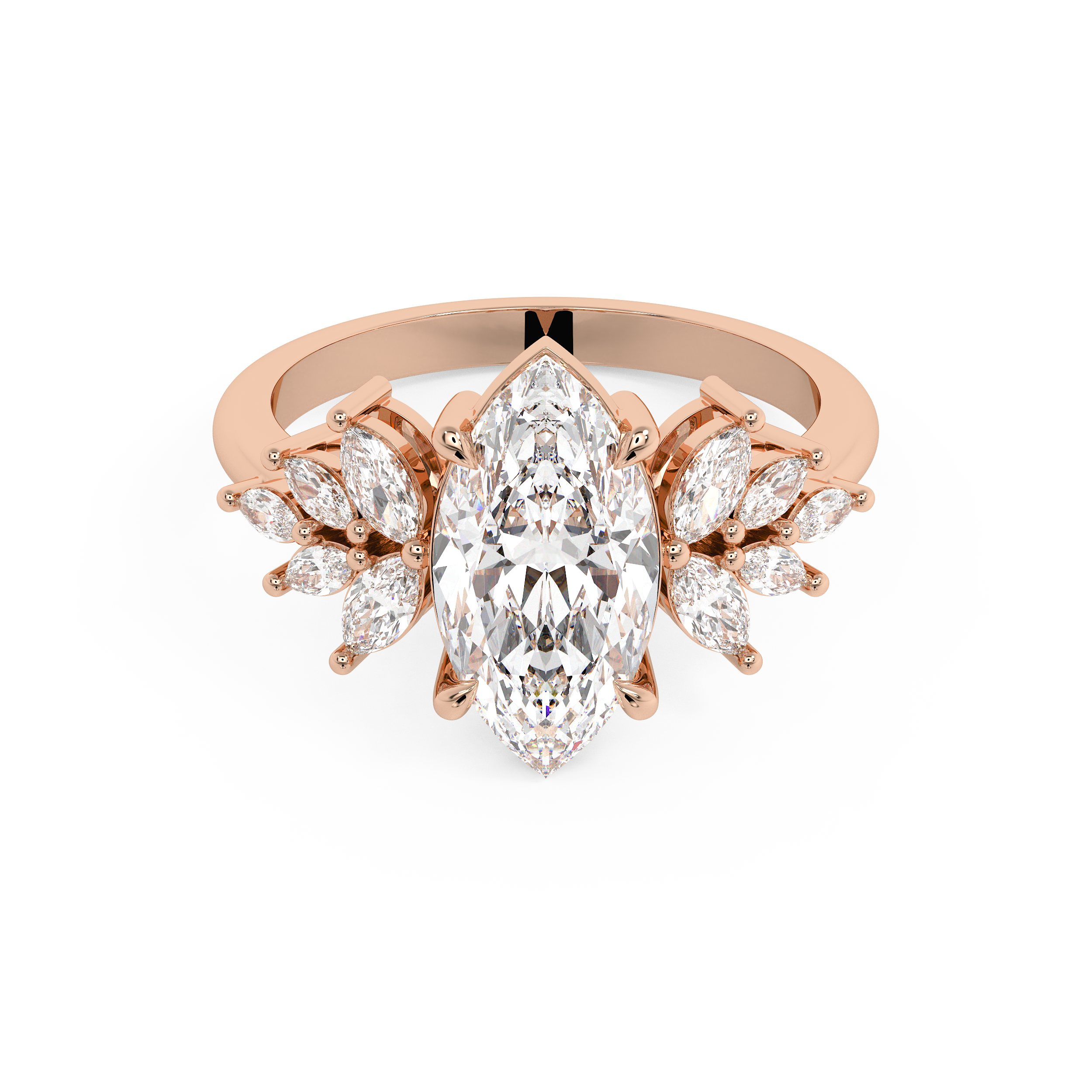 Marquise Cluster Lab Grown Diamond Engagement Ring