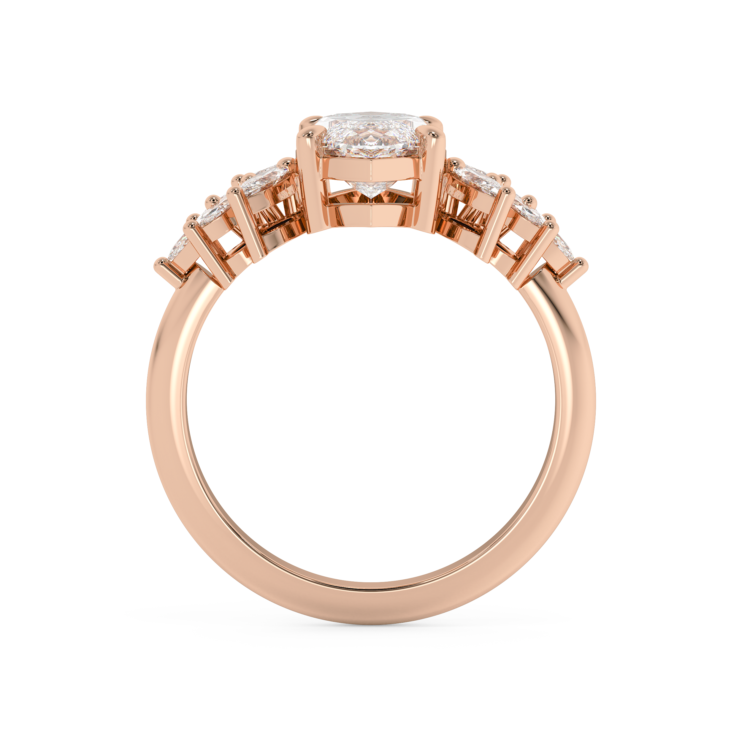 Marquise Cluster Lab Grown Diamond Engagement Ring