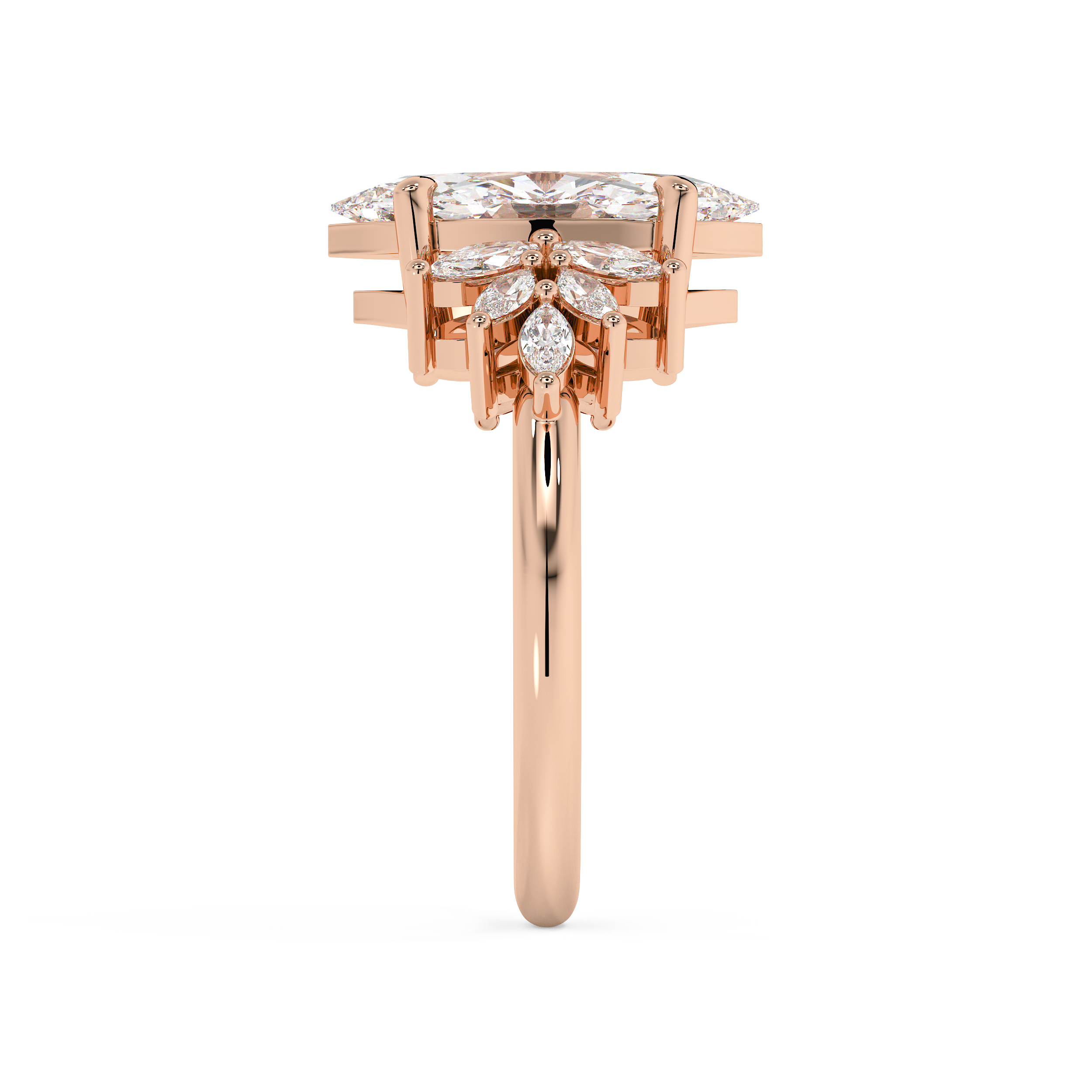 Marquise Cluster Lab Grown Diamond Engagement Ring