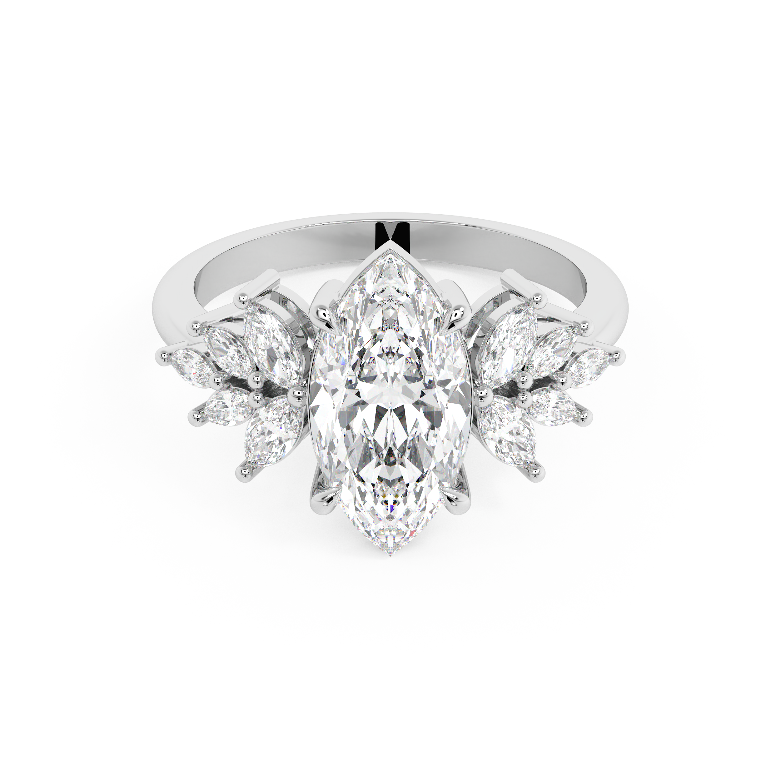 Marquise Cluster Lab Grown Diamond Engagement Ring