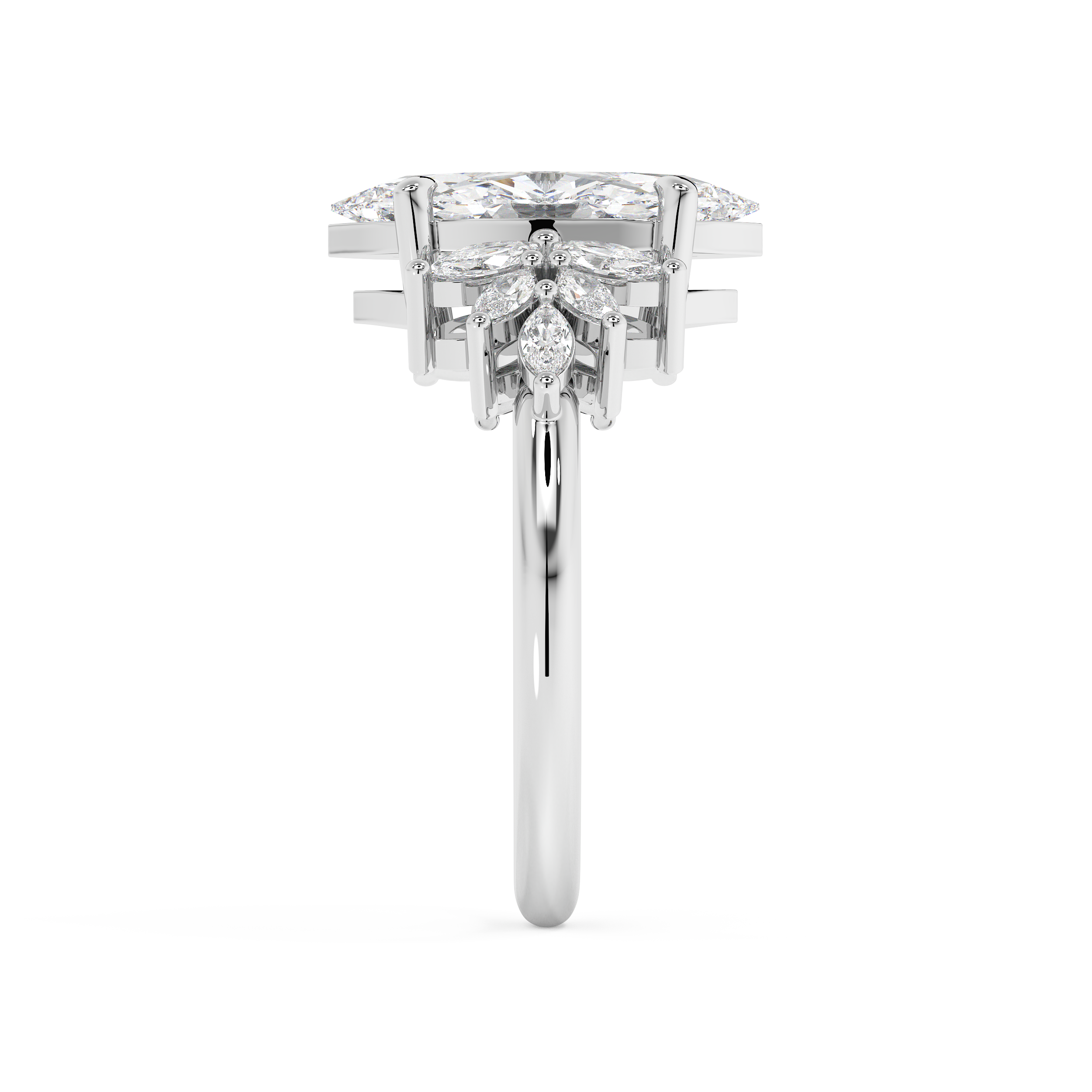 Marquise Cluster Lab Grown Diamond Engagement Ring