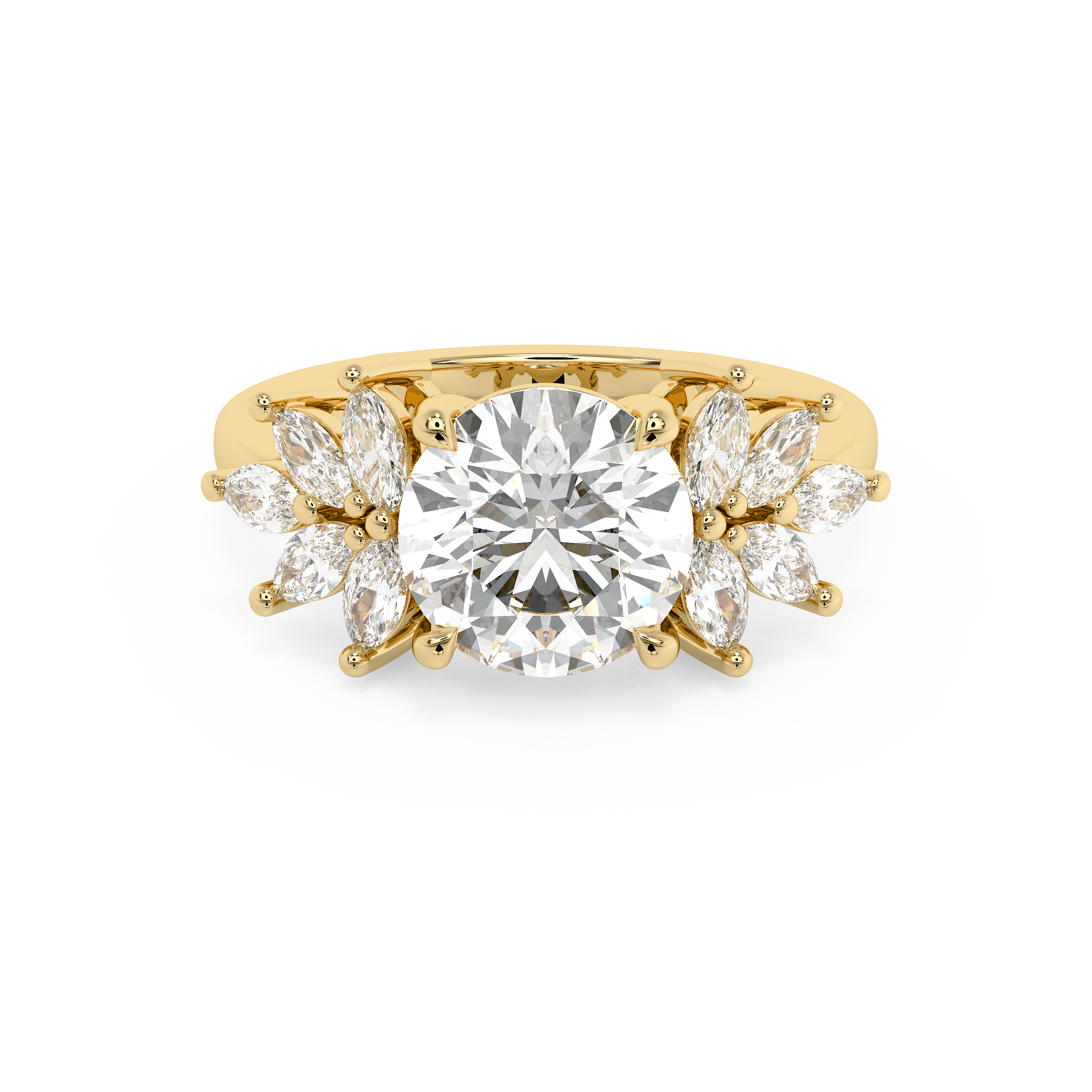 Round Cluster Lab Grown Diamond Engagement Ring