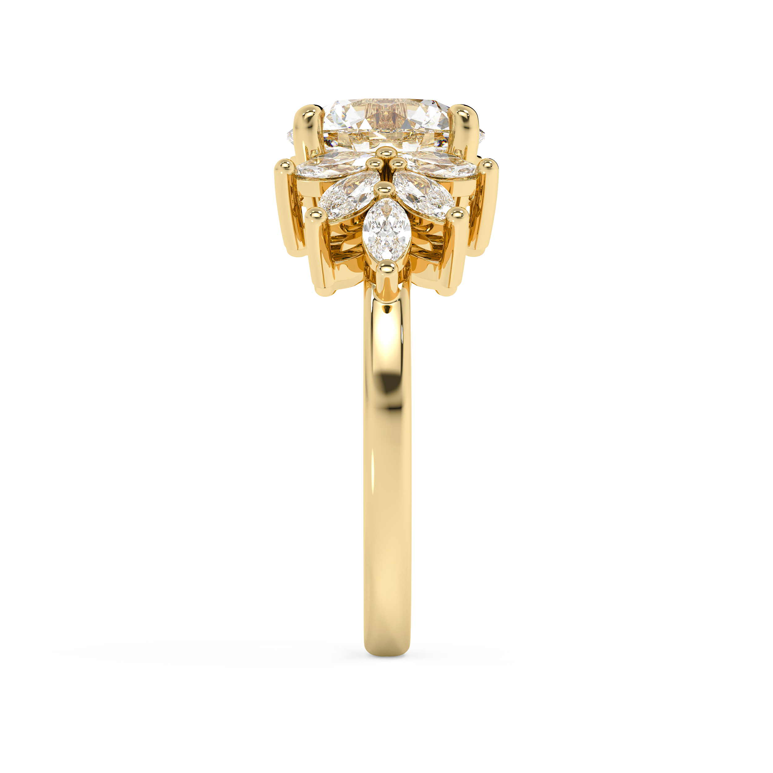Round Cluster Lab Grown Diamond Engagement Ring
