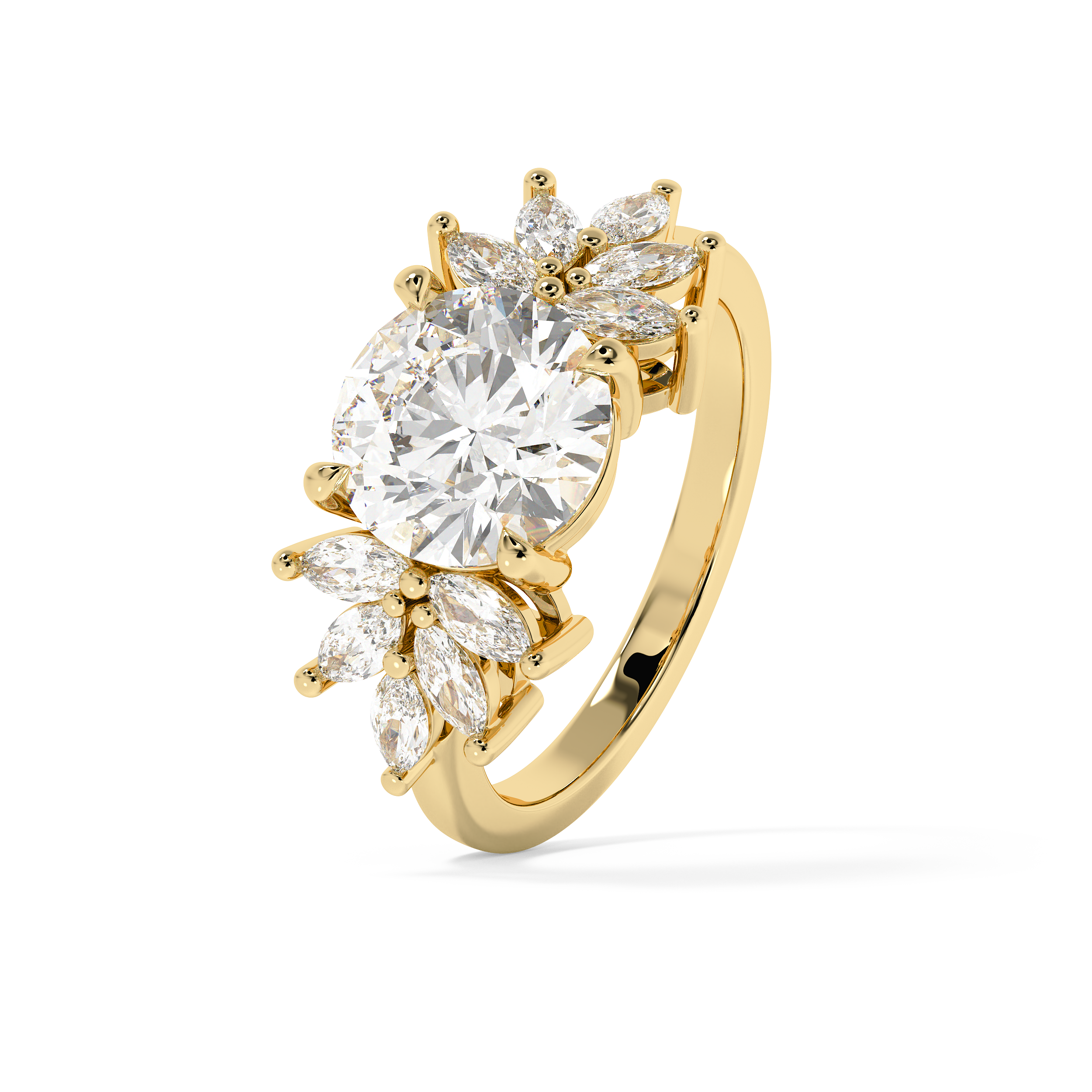 Round Cluster Lab Grown Diamond Engagement Ring