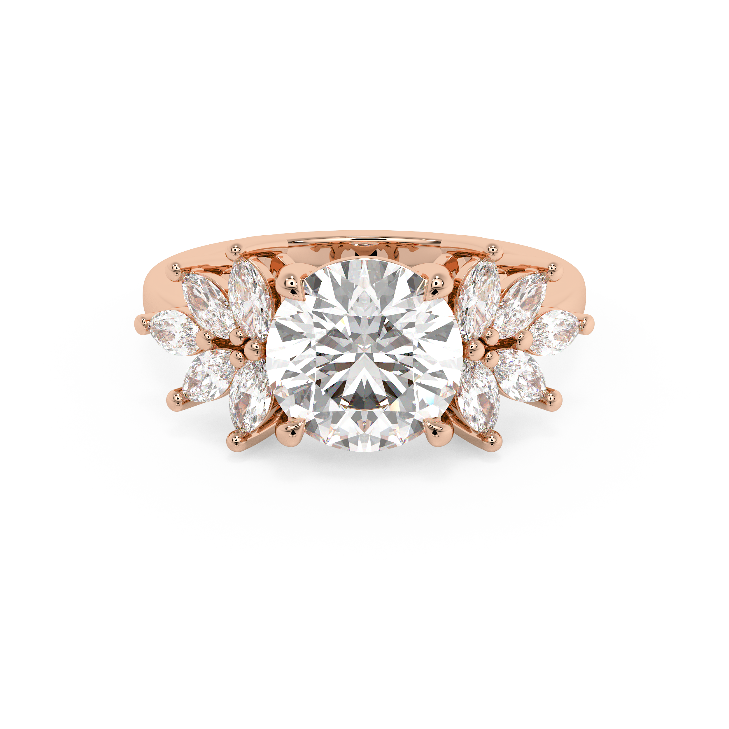 Round Cluster Lab Grown Diamond Engagement Ring