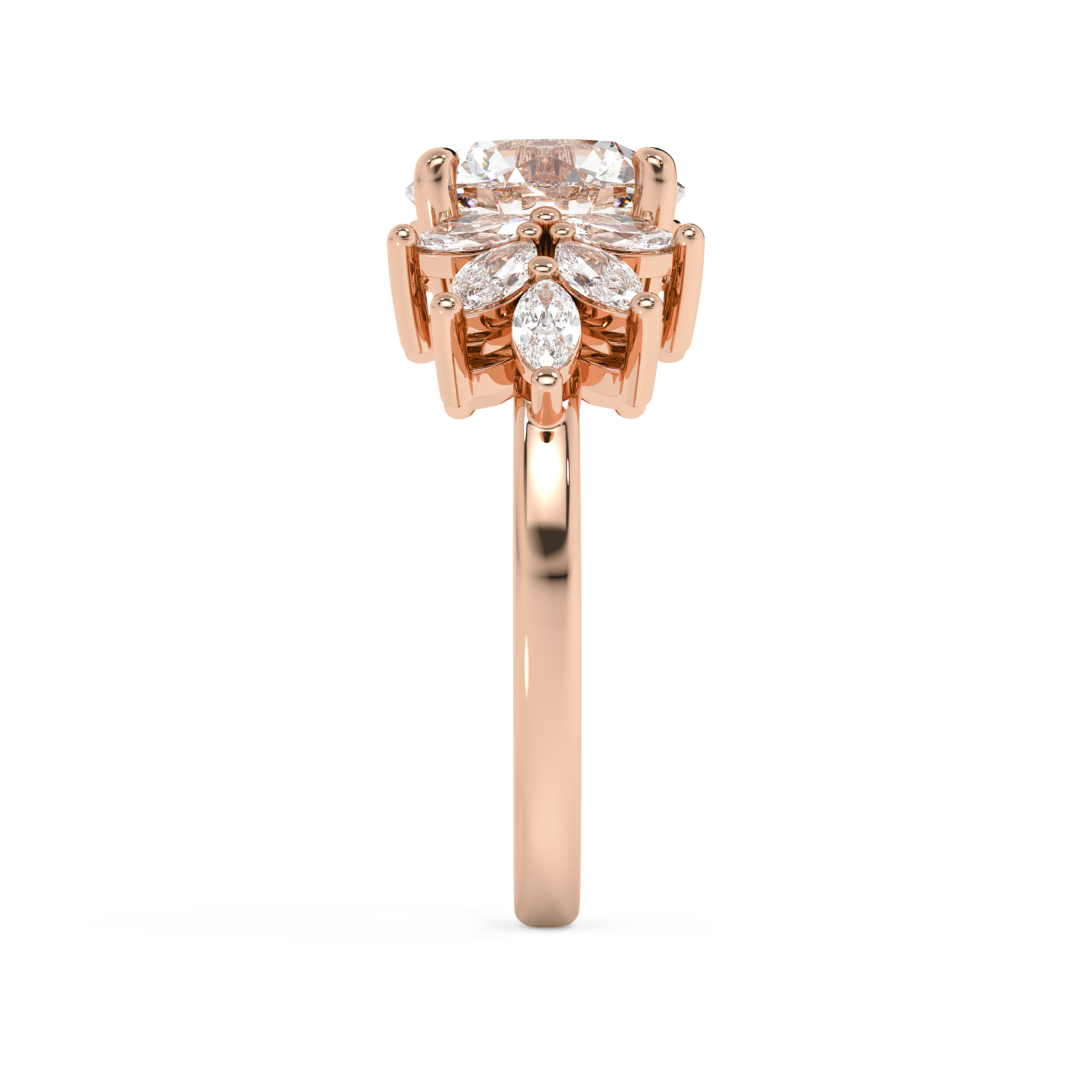 Round Cluster Lab Grown Diamond Engagement Ring