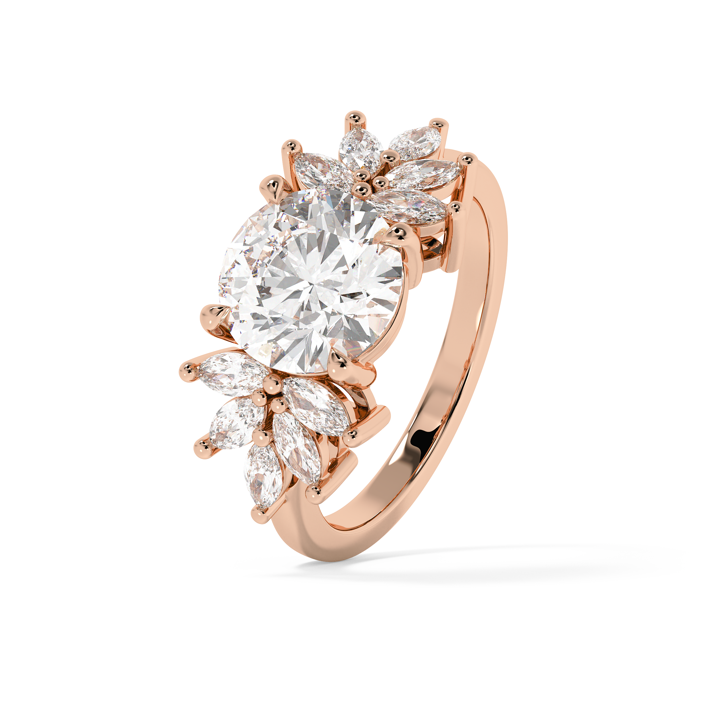 Round Cluster Lab Grown Diamond Engagement Ring