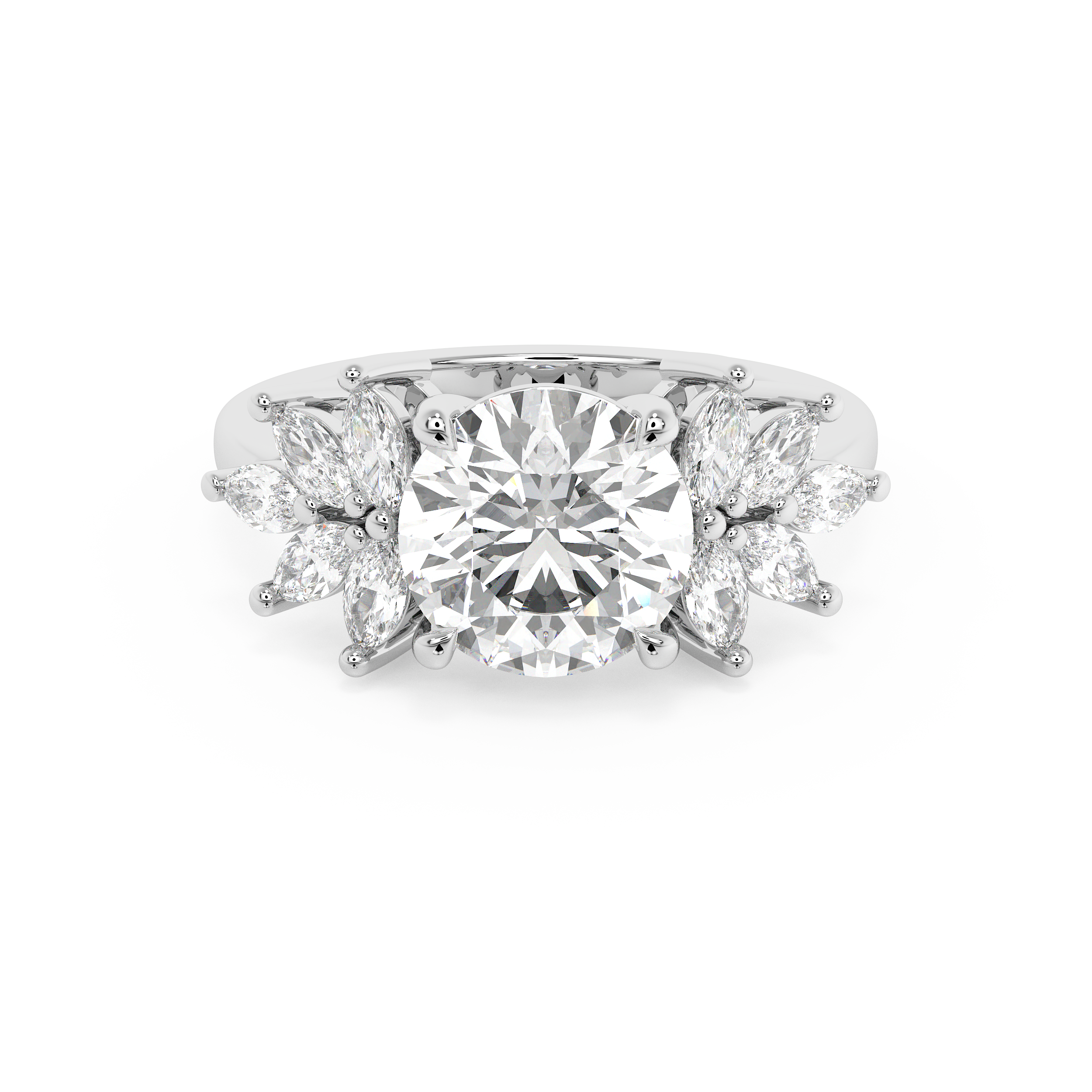 Round Cluster Lab Grown Diamond Engagement Ring