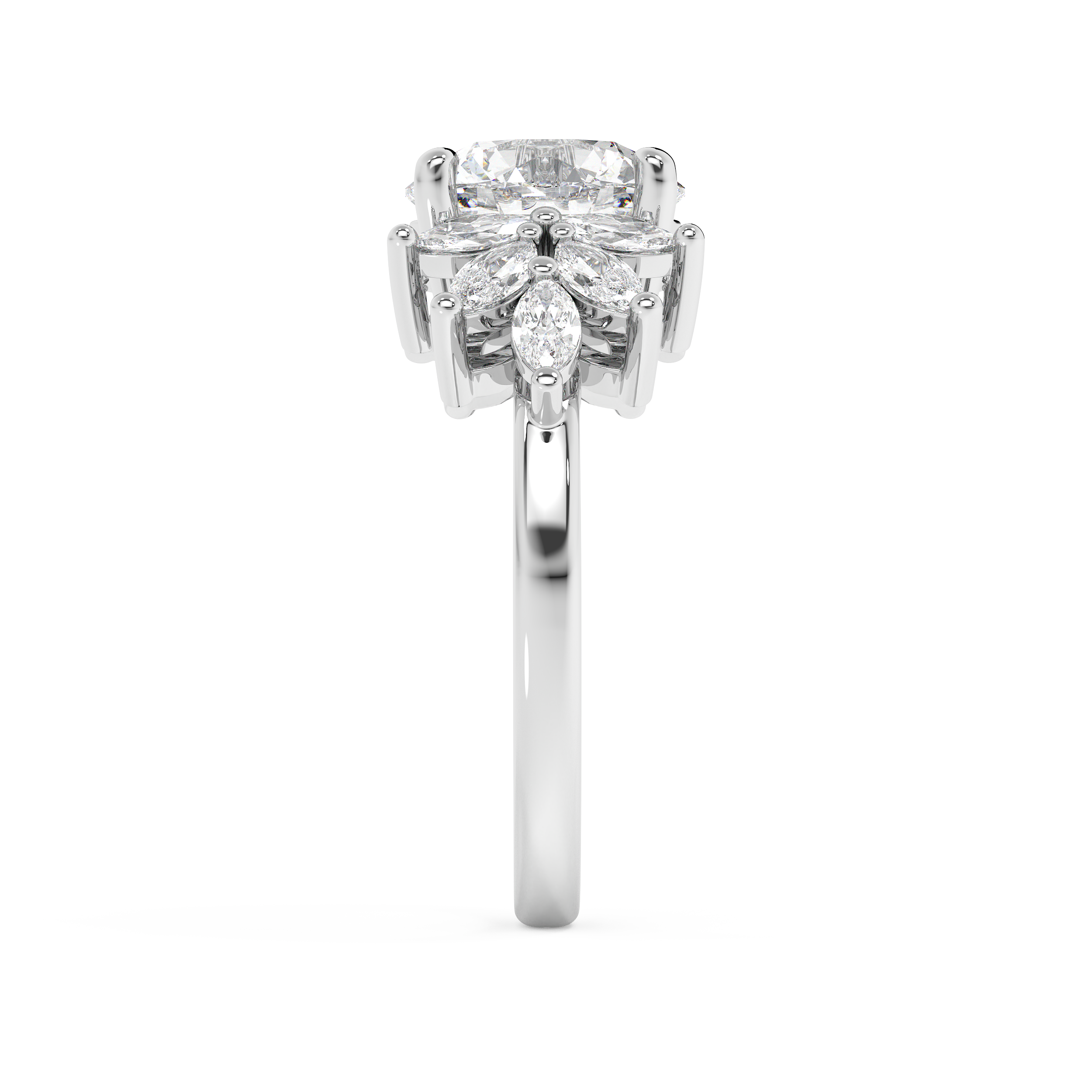 Round Cluster Lab Grown Diamond Engagement Ring