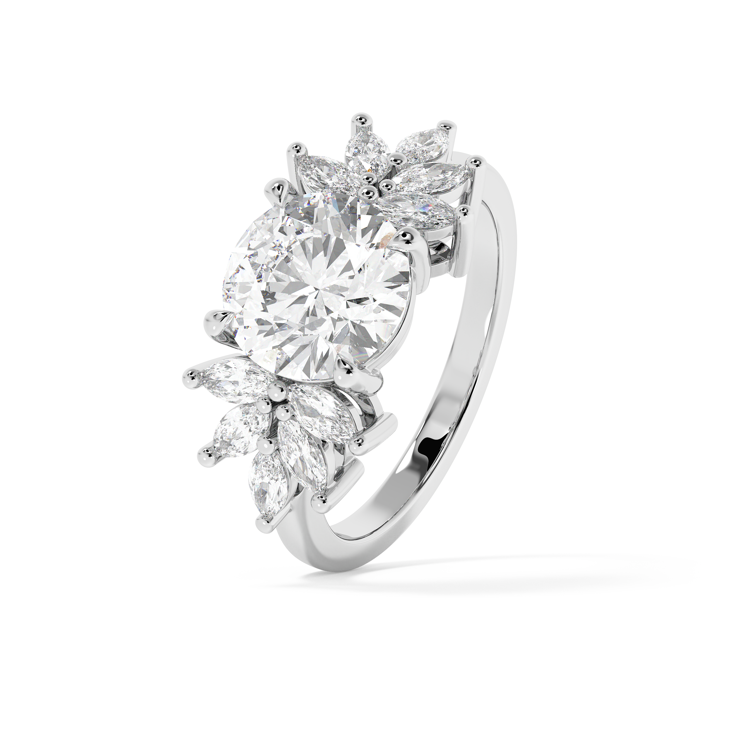 Round Cluster Lab Grown Diamond Engagement Ring