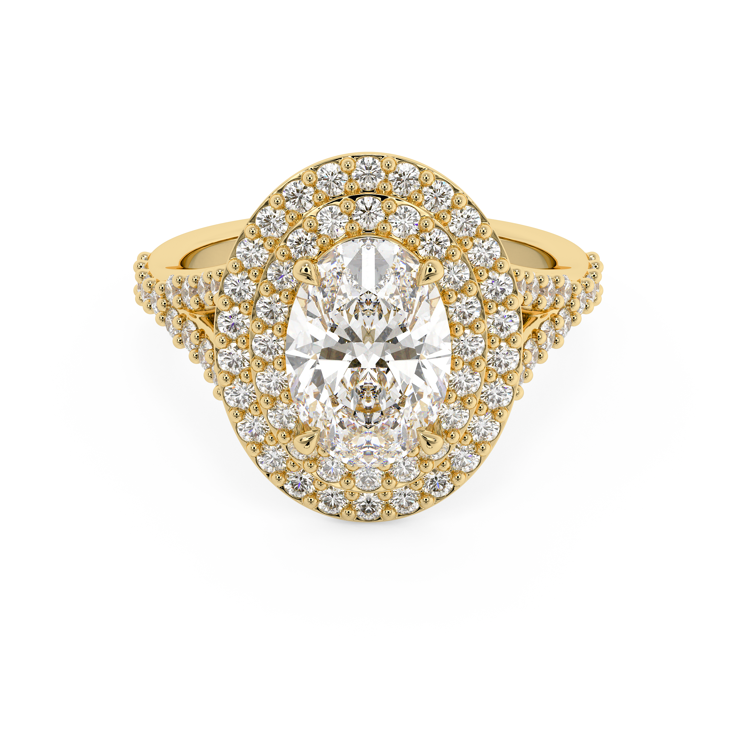 Oval Double Halo & Pave Lab Grown Diamond Engagement Ring