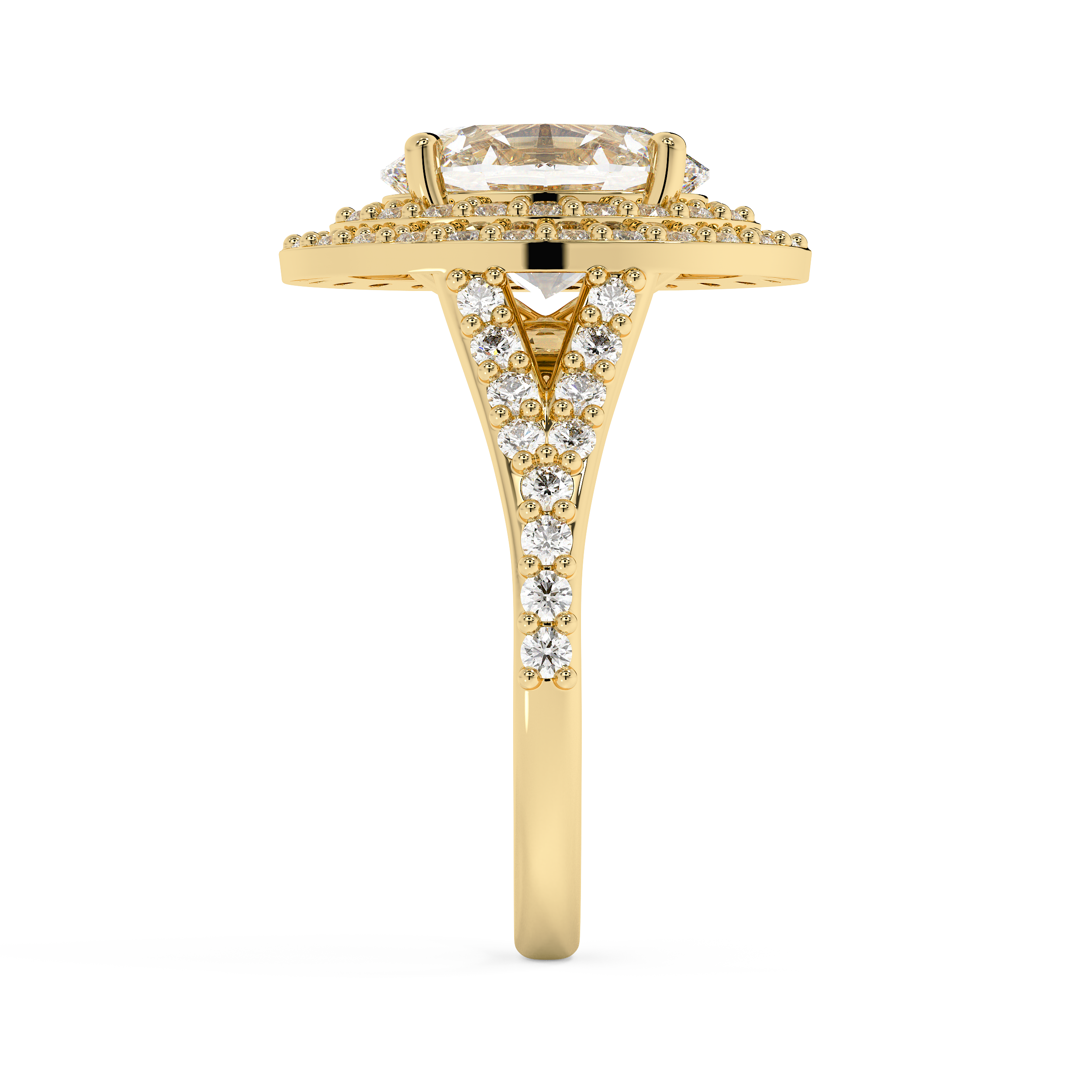 Oval Double Halo & Pave Lab Grown Diamond Engagement Ring