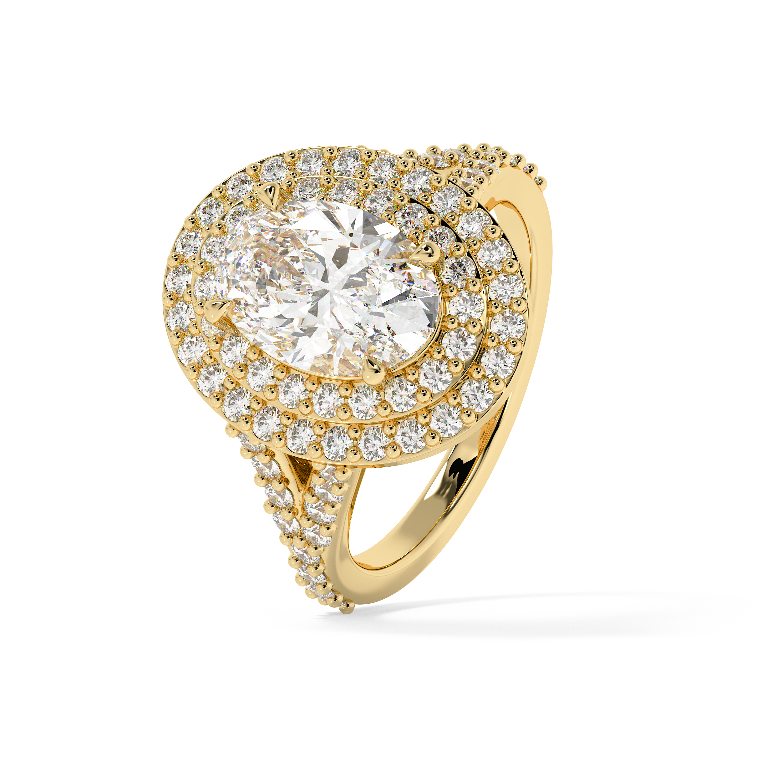 Oval Double Halo & Pave Lab Grown Diamond Engagement Ring