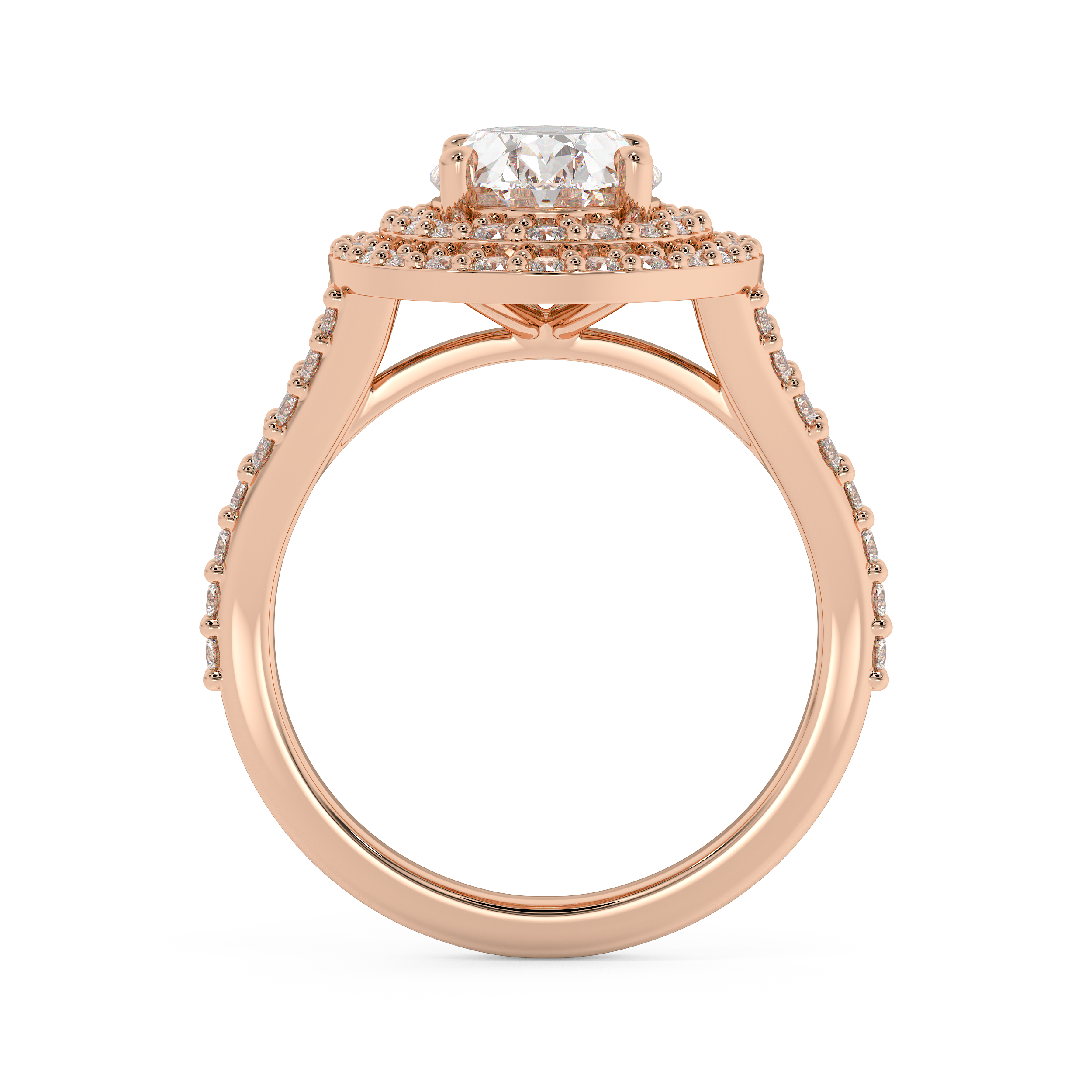 Oval Double Halo & Pave Lab Grown Diamond Engagement Ring