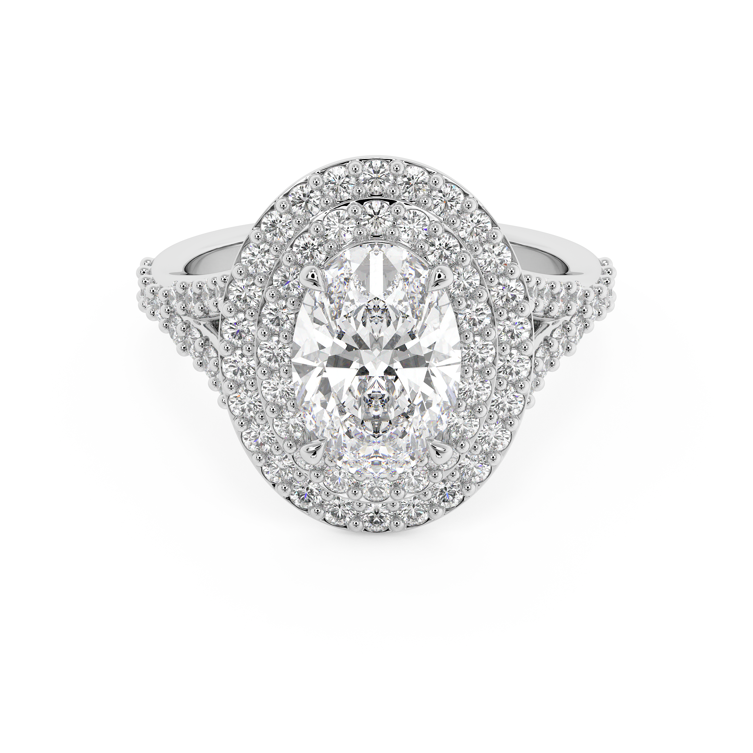 Oval Double Halo & Pave Lab Grown Diamond Engagement Ring