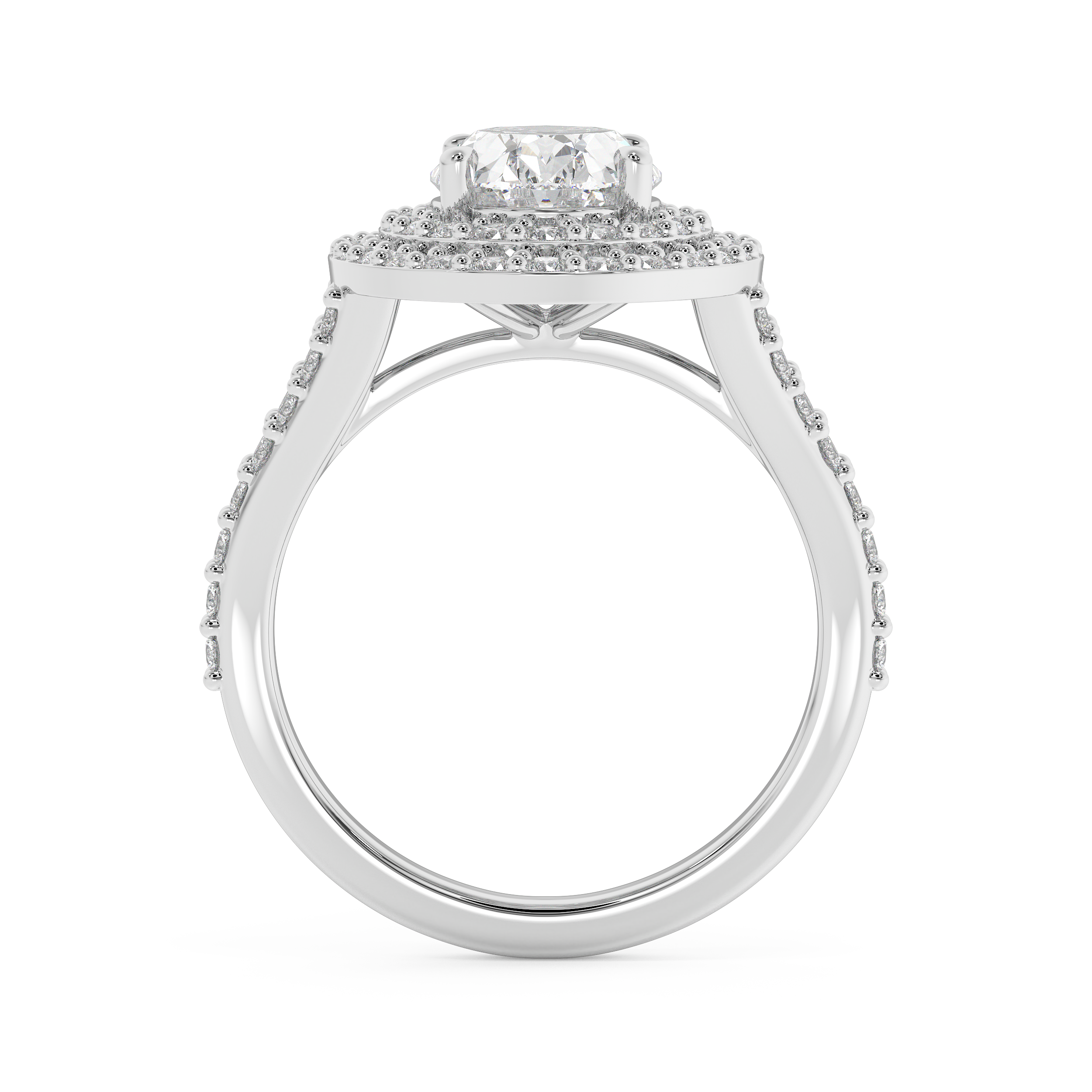 Oval Double Halo & Pave Lab Grown Diamond Engagement Ring