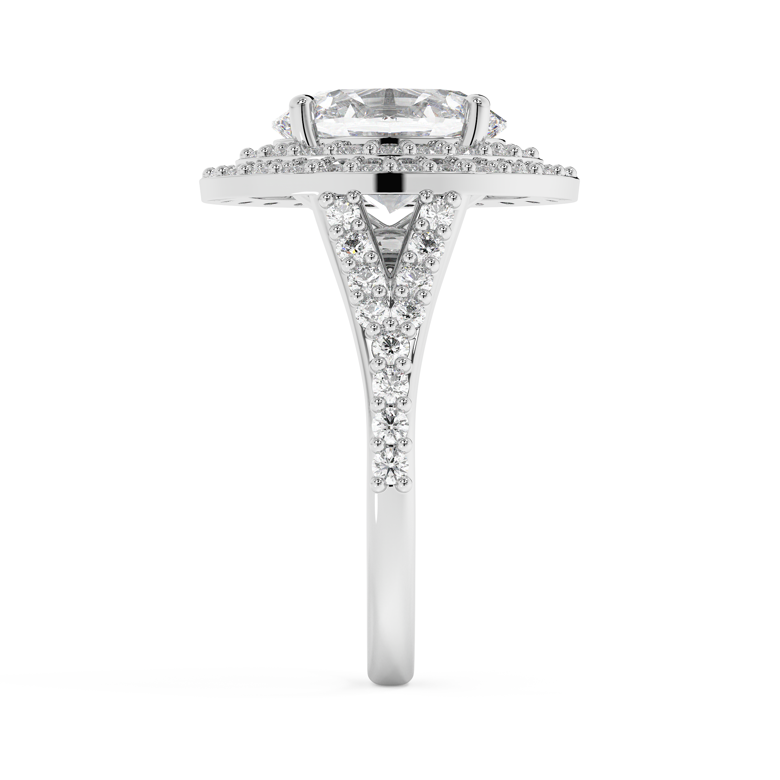 Oval Double Halo & Pave Lab Grown Diamond Engagement Ring