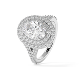 Oval Double Halo & Pave Lab Grown Diamond Engagement Ring