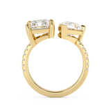 4.75 TCW Radiant & Pear Toi Et Moi Pave Lab Grown Diamond Engagement Ring