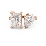 4.75 TCW Radiant & Pear Toi Et Moi Pave Lab Grown Diamond Engagement Ring