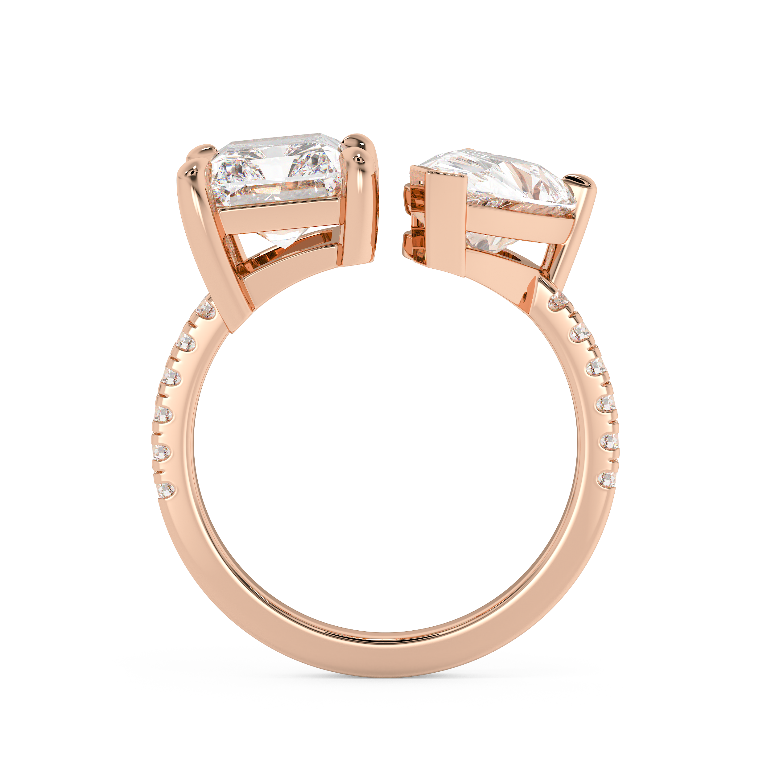 4.75 TCW Radiant & Pear Toi Et Moi Pave Lab Grown Diamond Engagement Ring