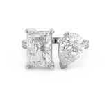 4.75 TCW Radiant & Pear Toi Et Moi Pave Lab Grown Diamond Engagement Ring