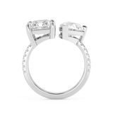 4.75 TCW Radiant & Pear Toi Et Moi Pave Lab Grown Diamond Engagement Ring